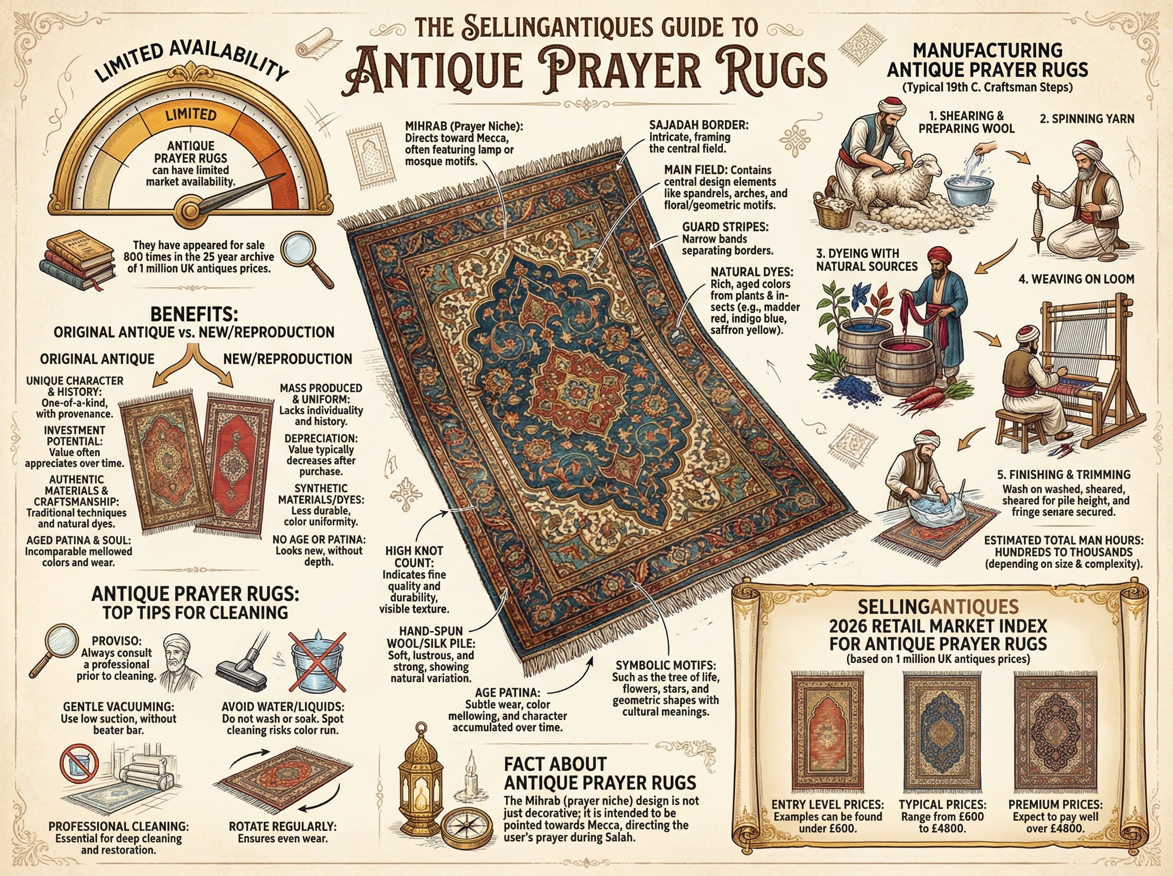 Antique Prayer Rugs Guide Infographic