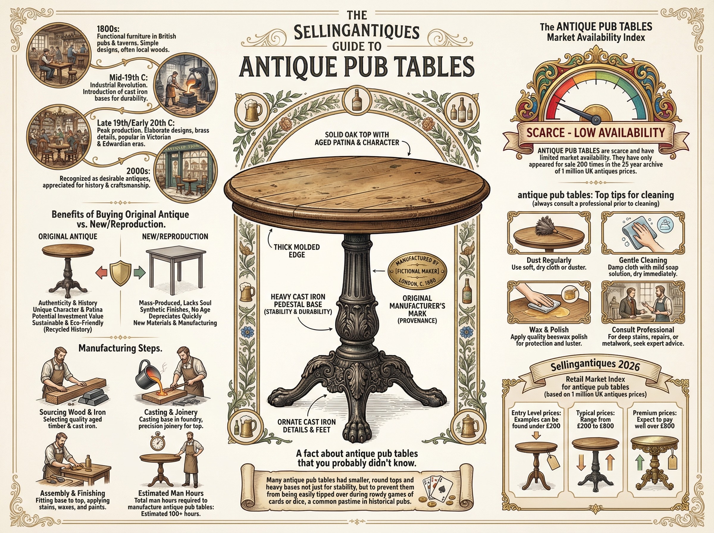 Antique Pub Tables Guide Infographic