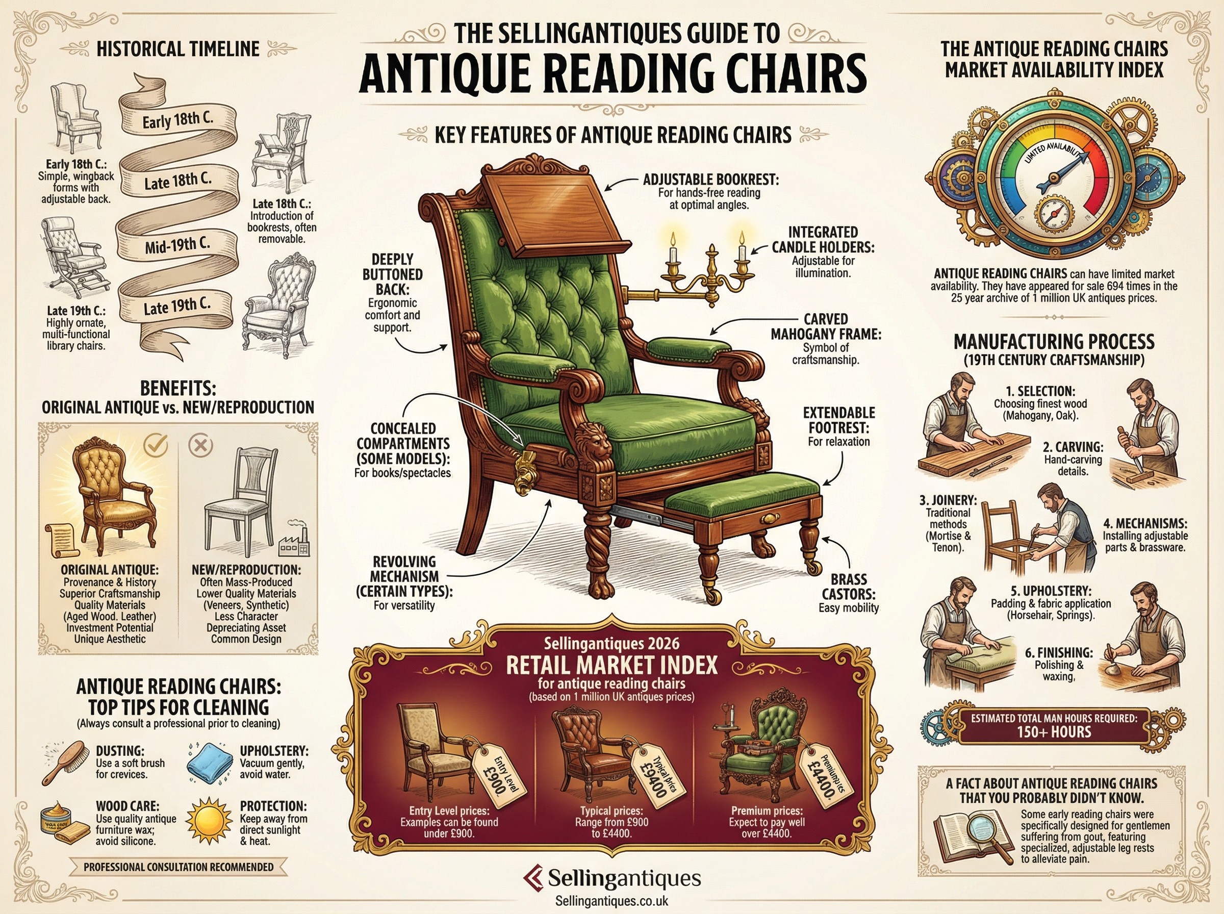 Antique Reading Chairs Guide Infographic