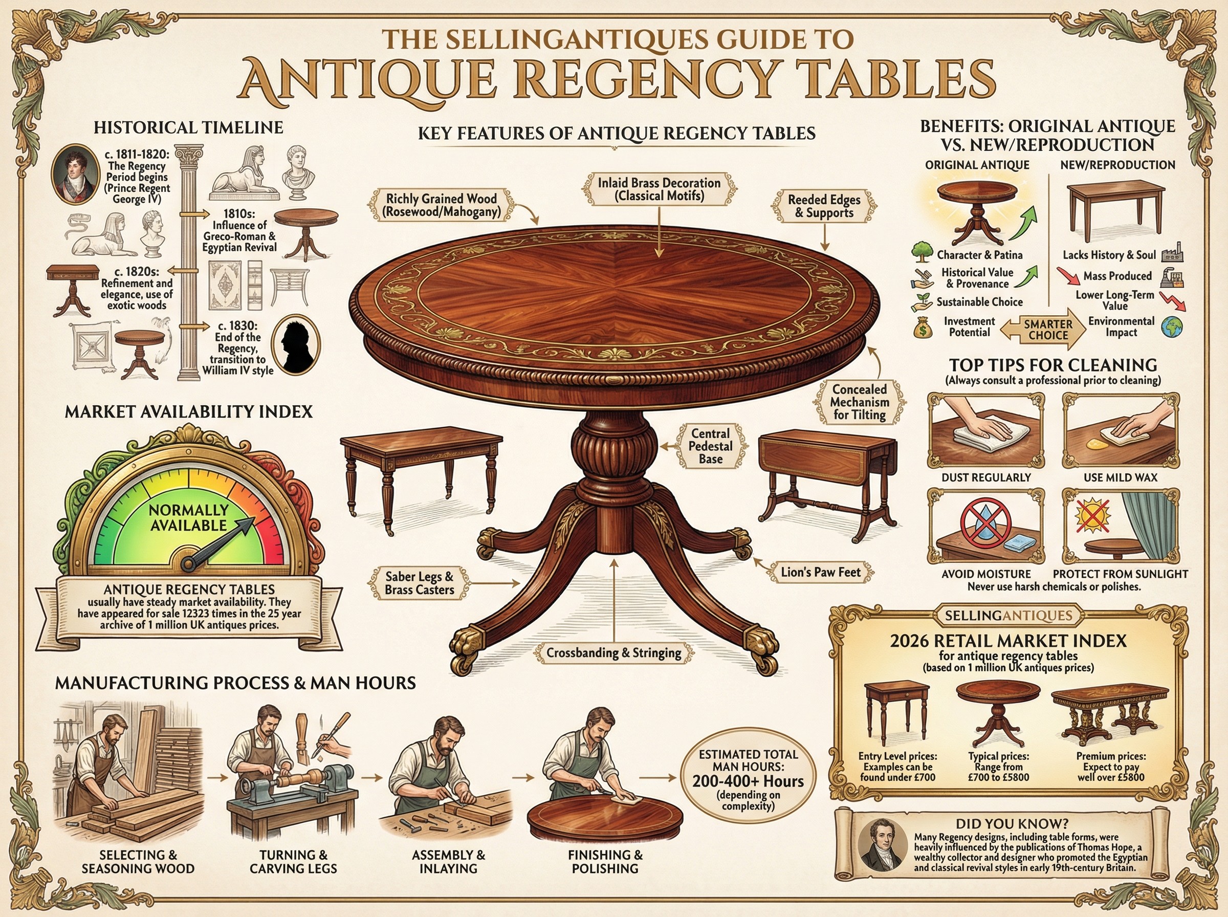 Antique Regency Tables Guide Infographic