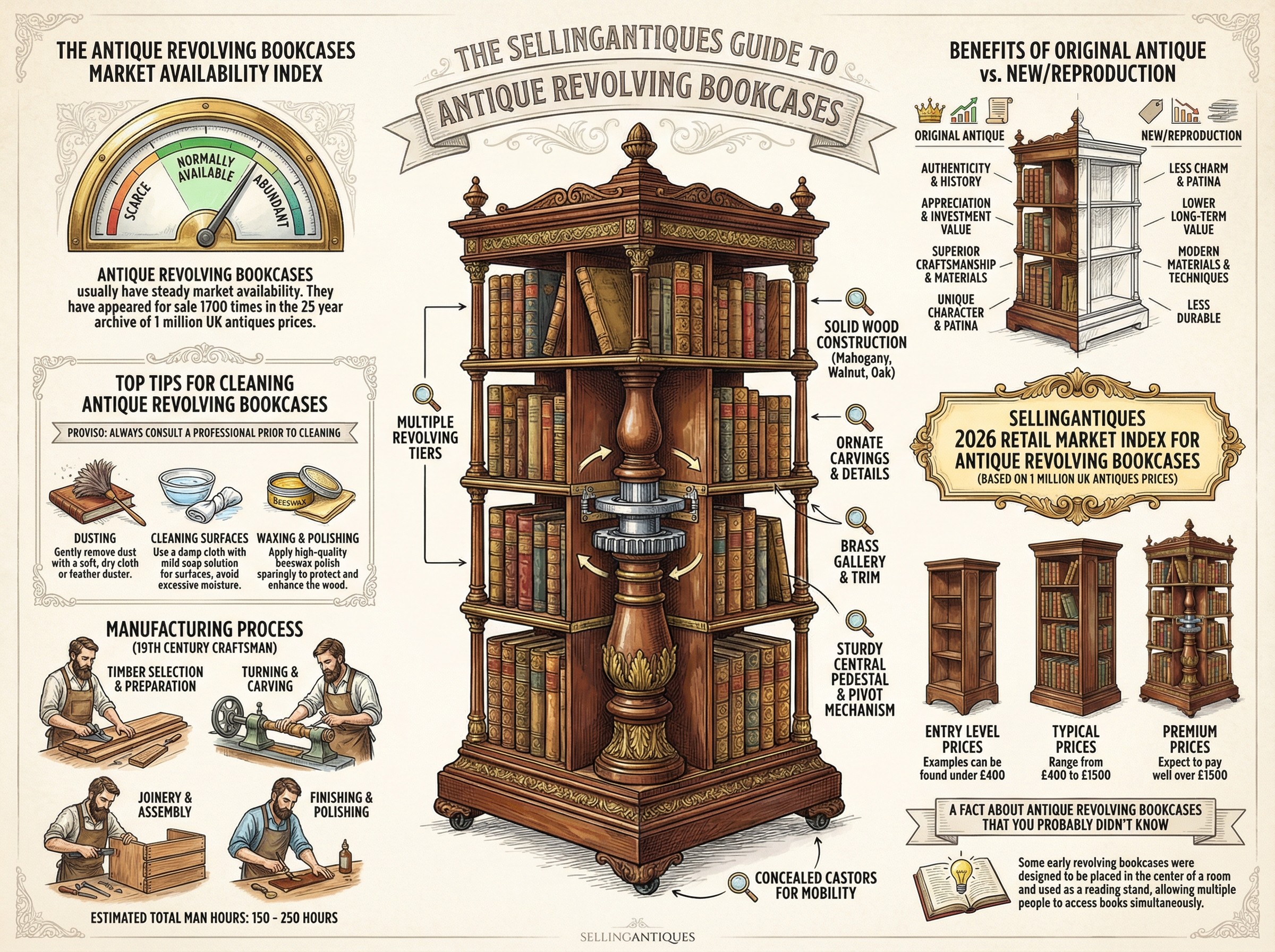 Antique Revolving Bookcases Guide Infographic