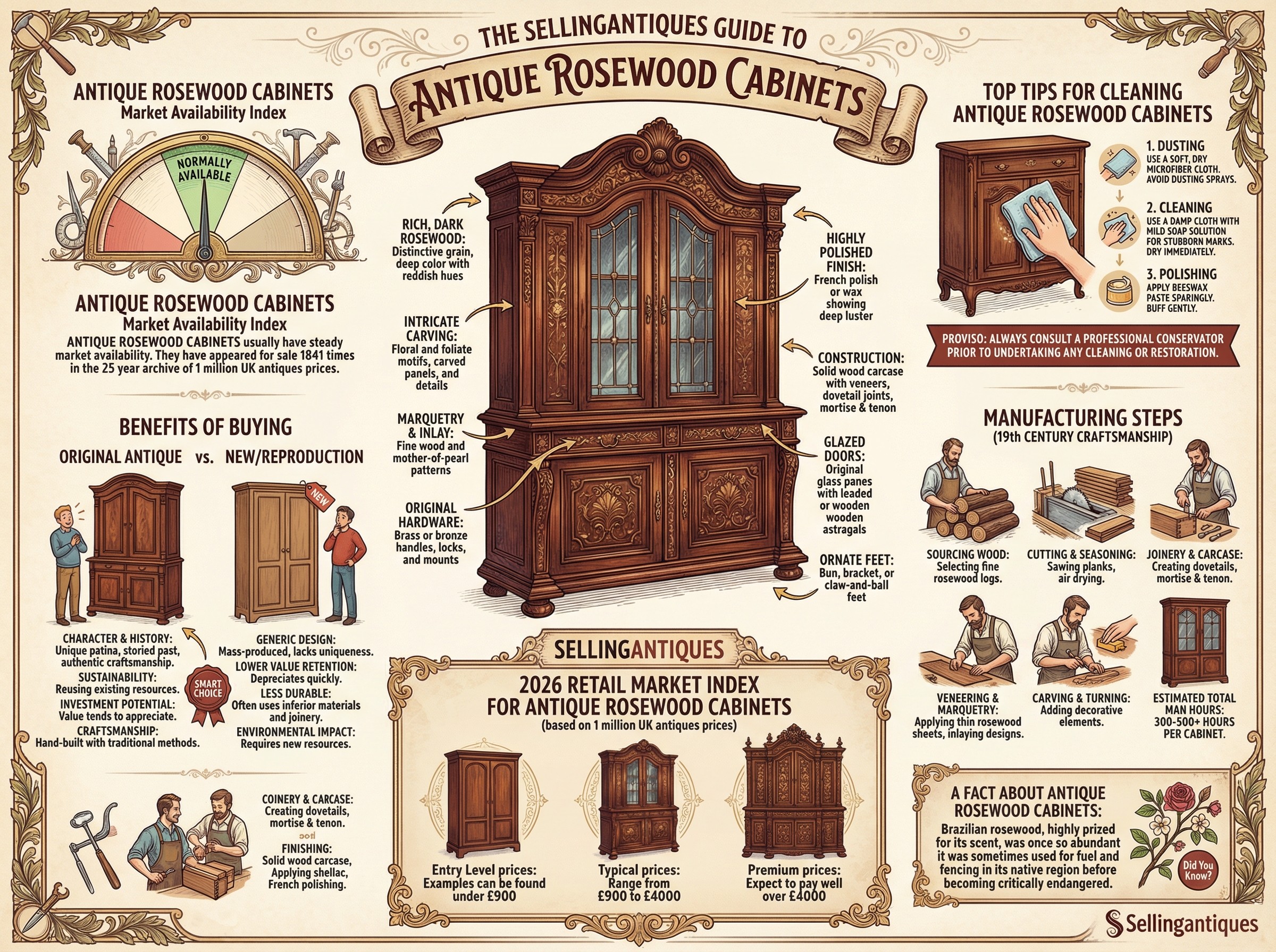 Antique Rosewood Cabinets Guide Infographic