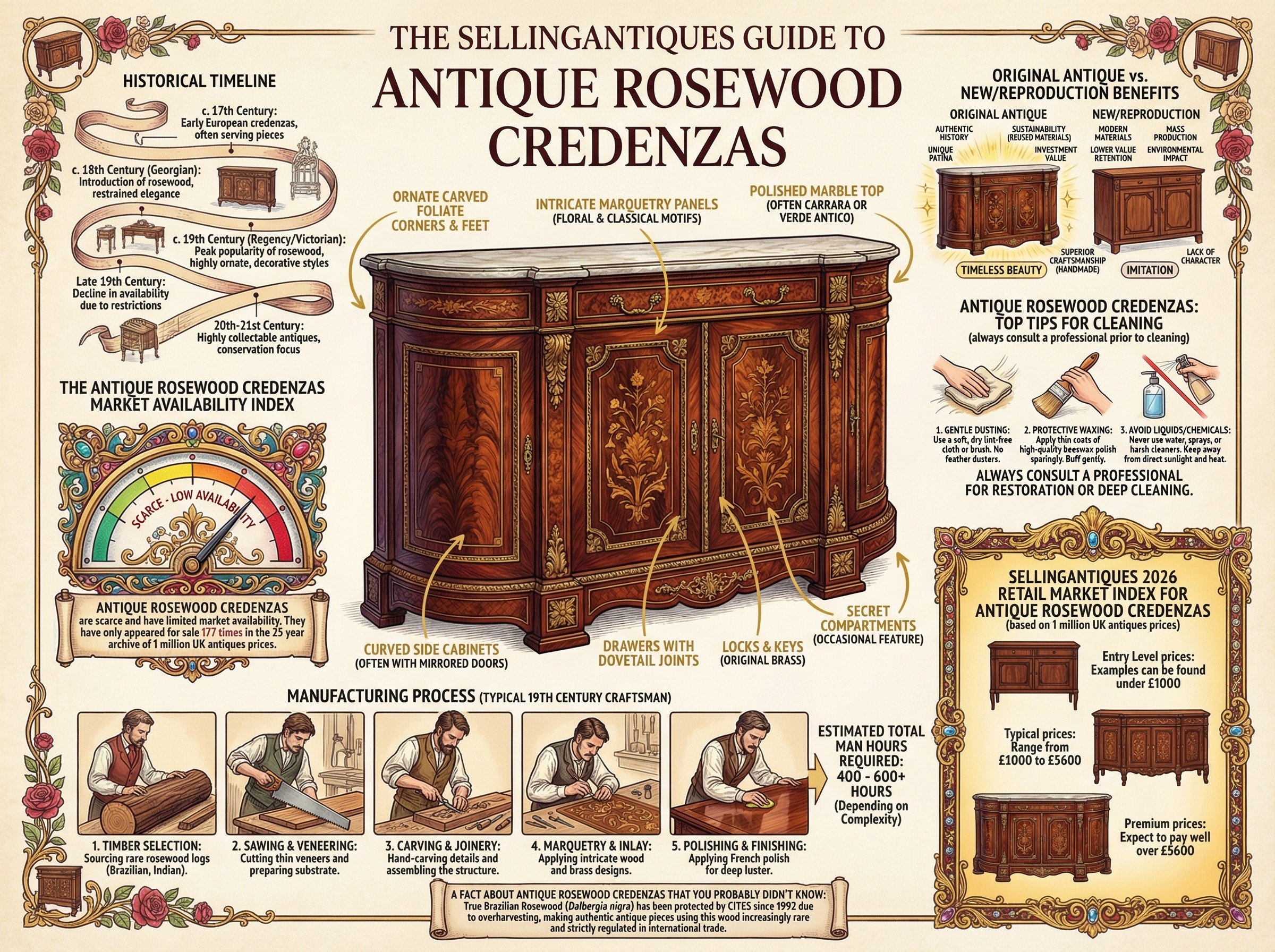 Antique Rosewood Credenzas Guide Infographic