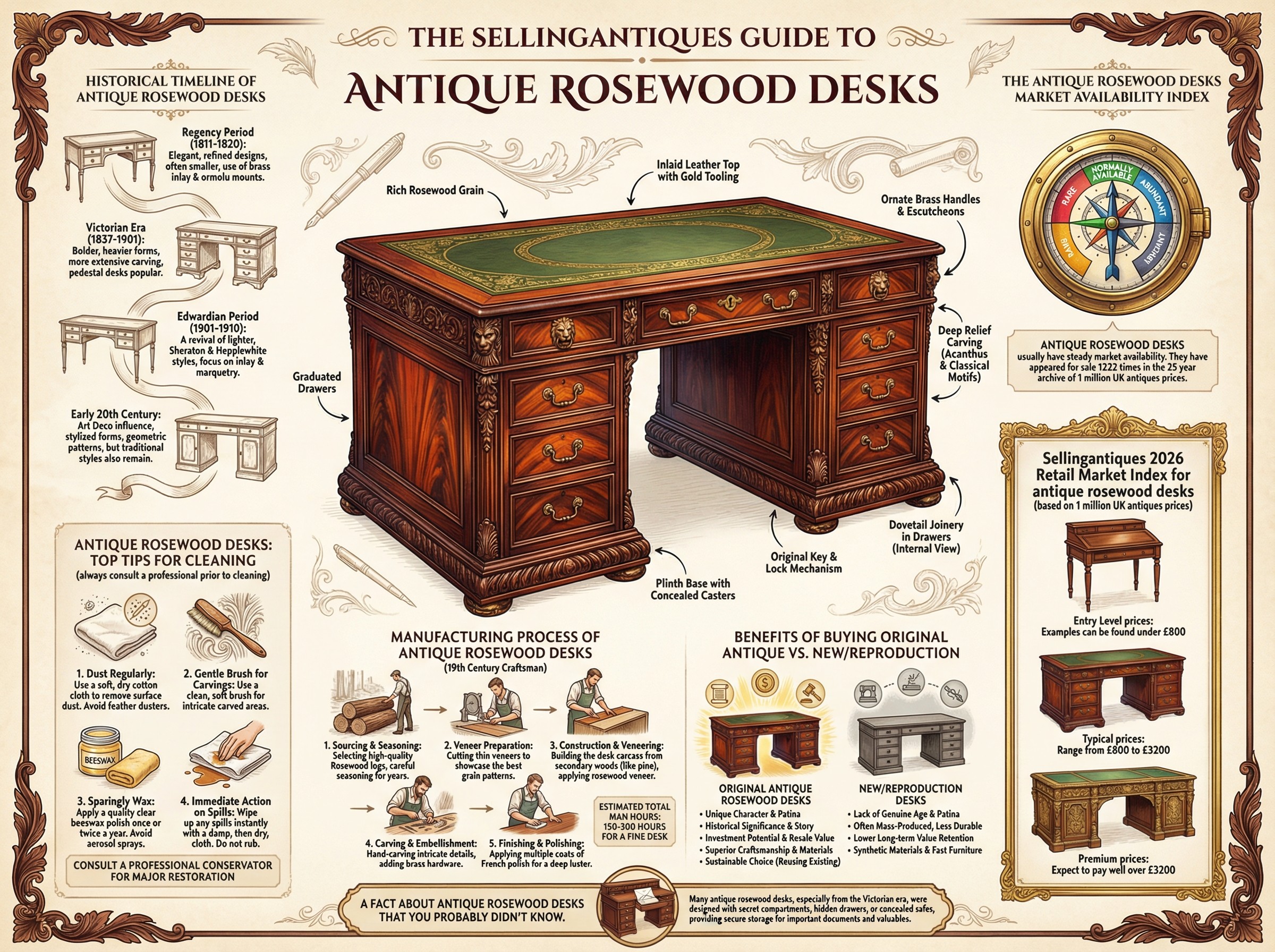 Antique Rosewood Desks Guide Infographic