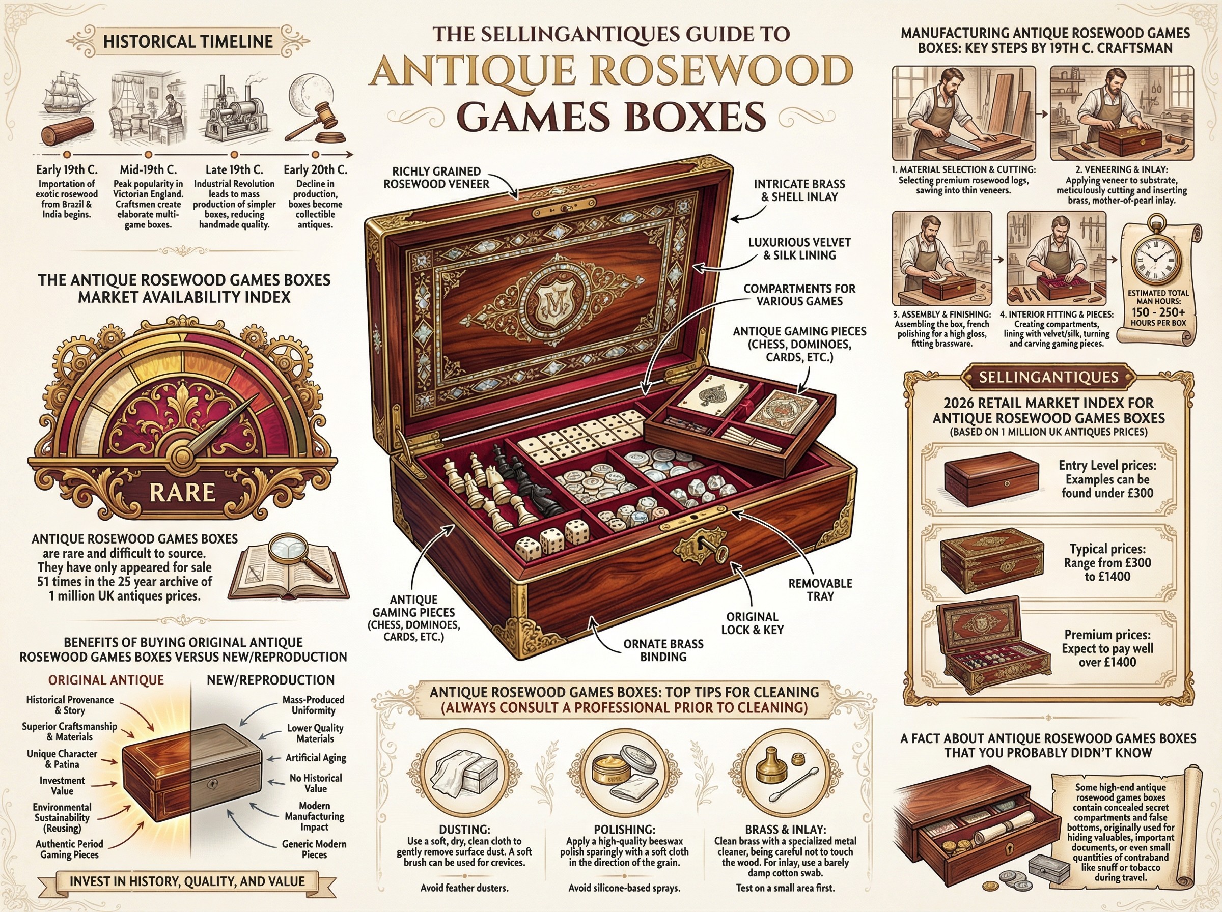 Antique Rosewood Games Boxes Guide Infographic