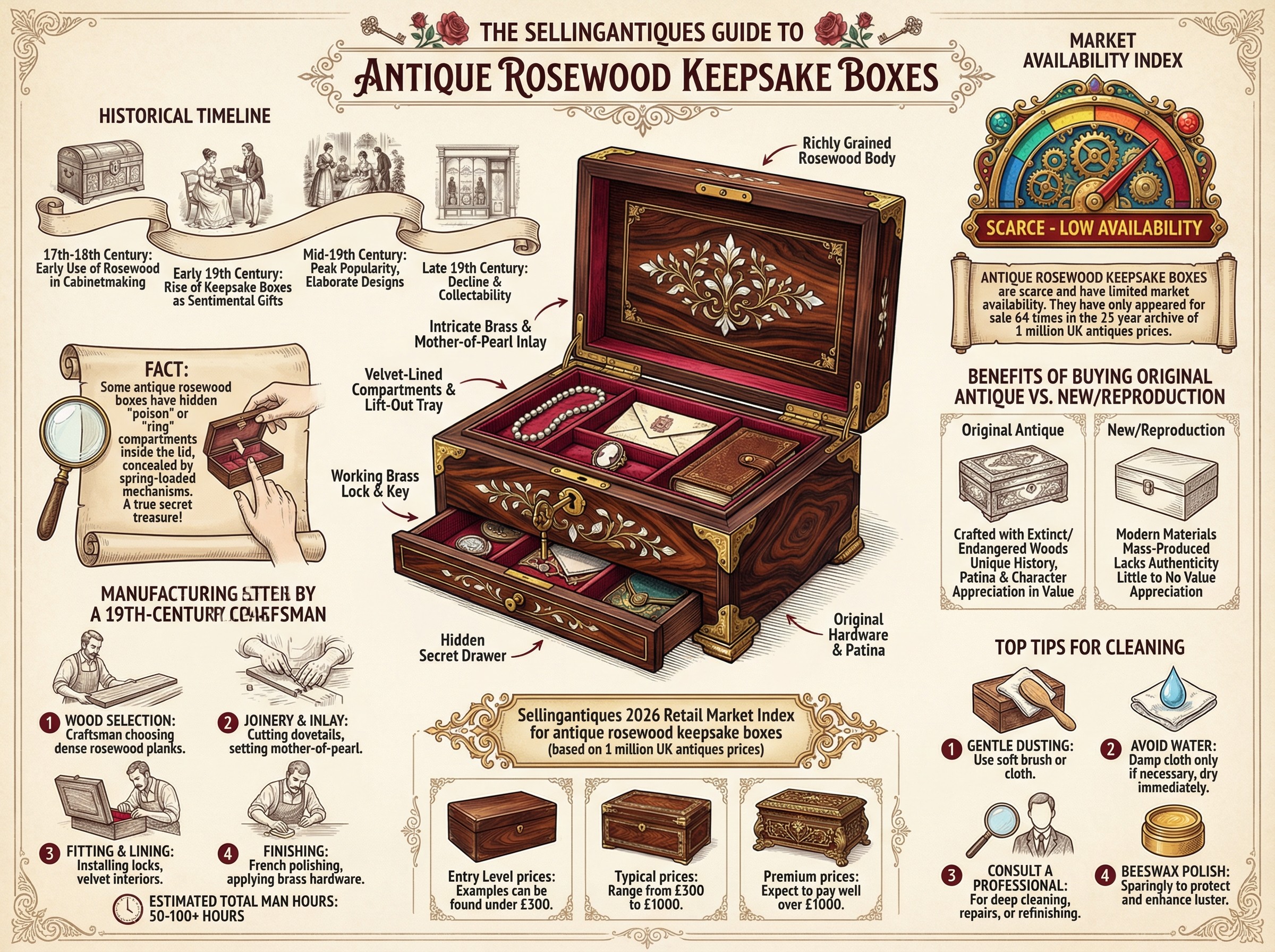 Antique Rosewood Keepsake Boxes Guide Infographic