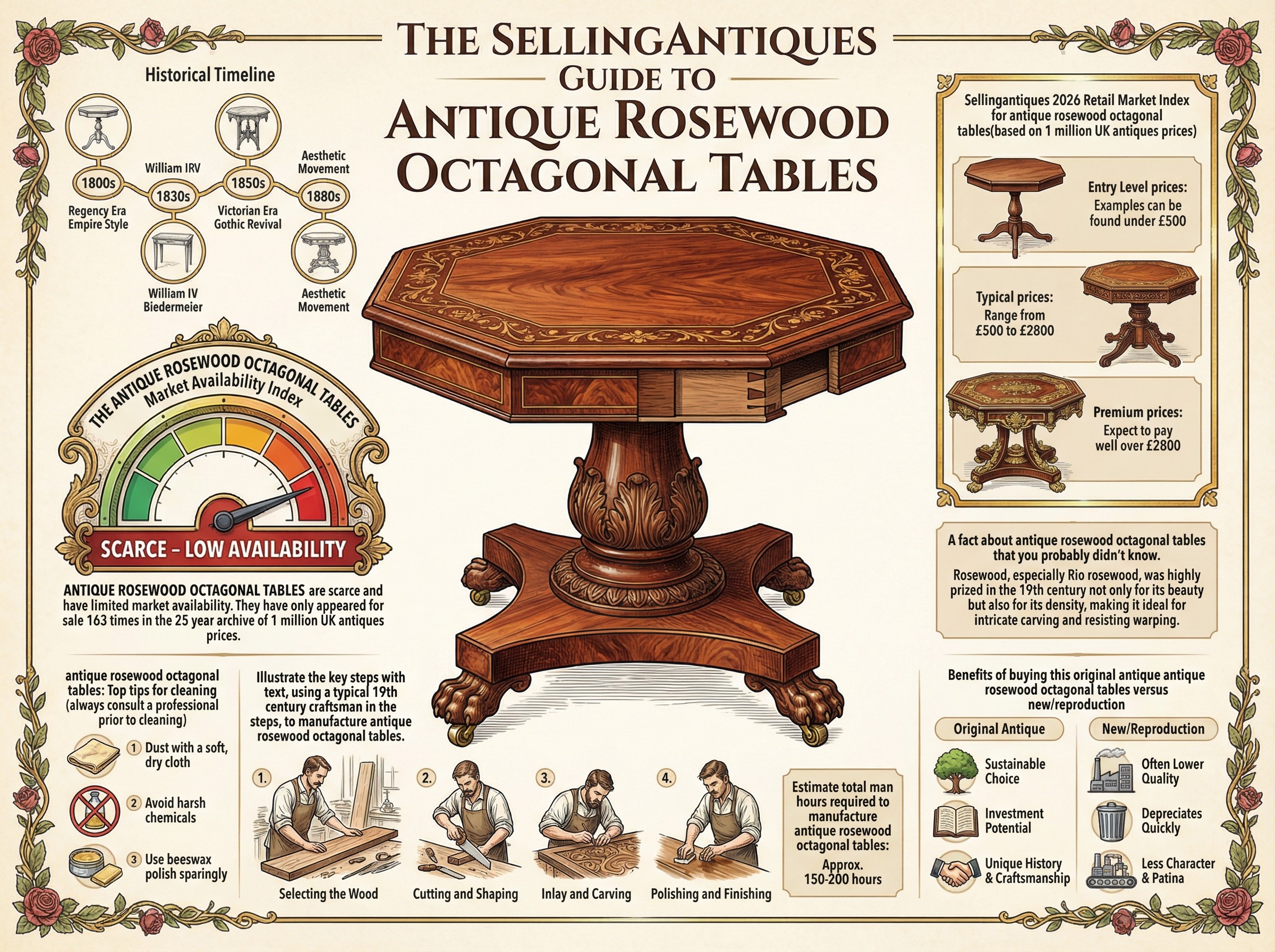 Antique Rosewood Octagonal Tables Guide Infographic