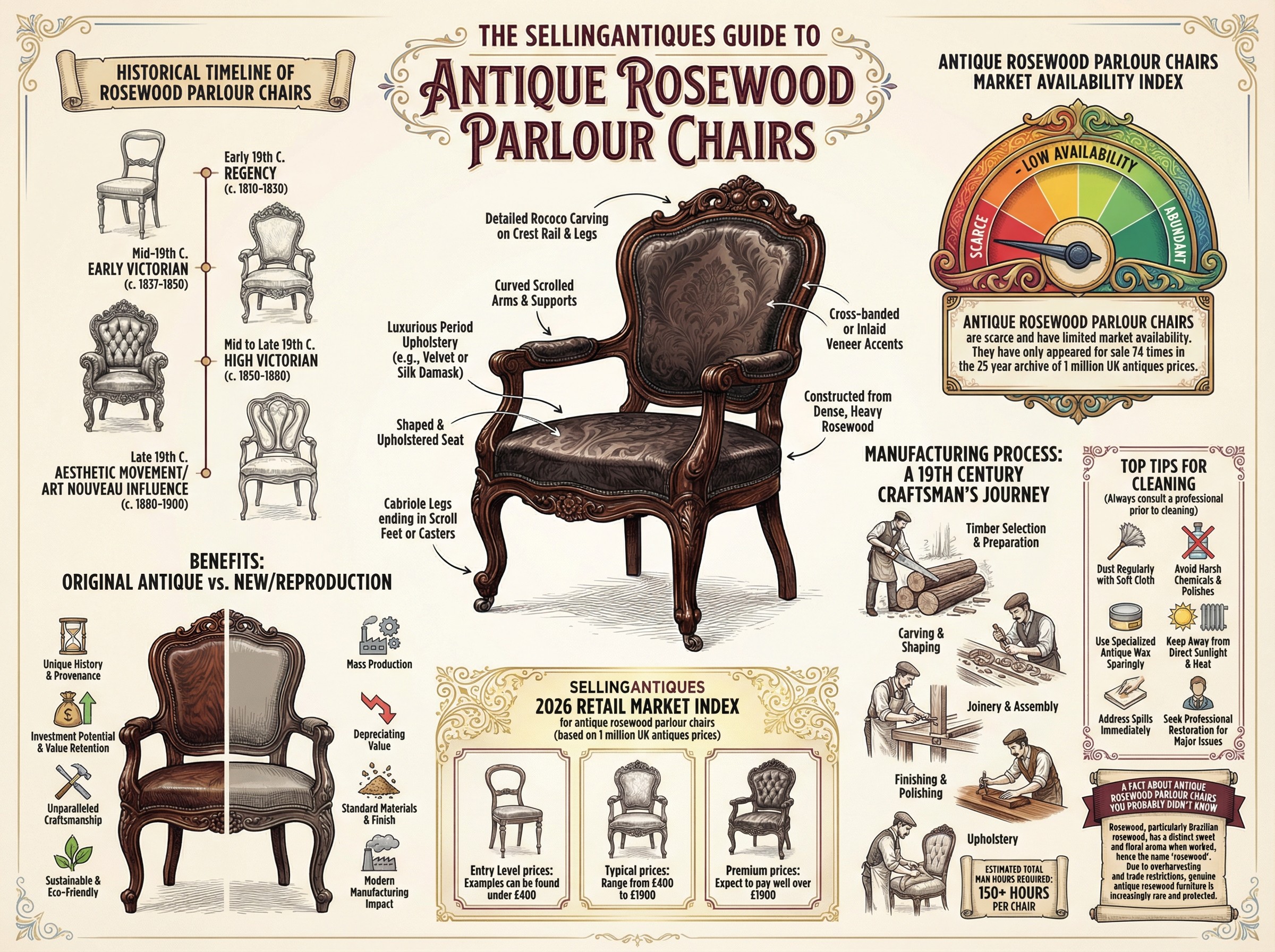 Antique Rosewood Parlour Chairs Guide Infographic