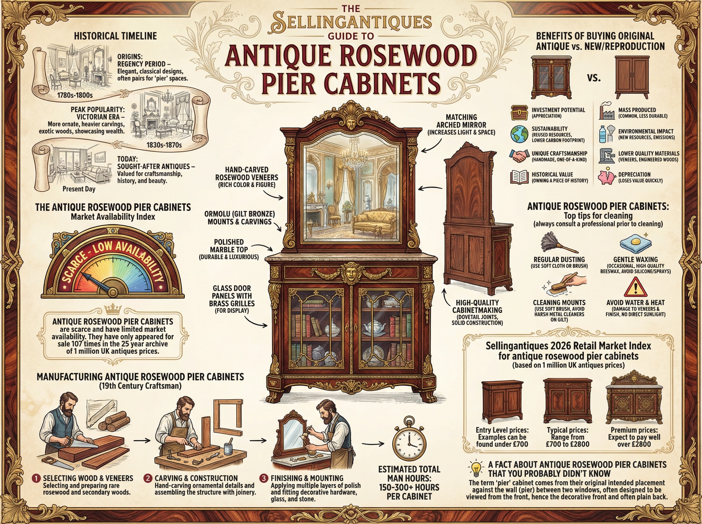 Antique Rosewood Pier Cabinets Guide Infographic