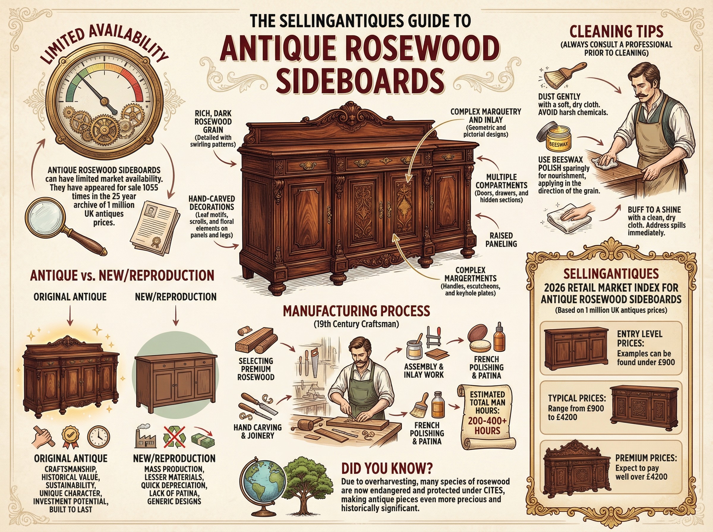 Antique Rosewood Sideboards Guide Infographic