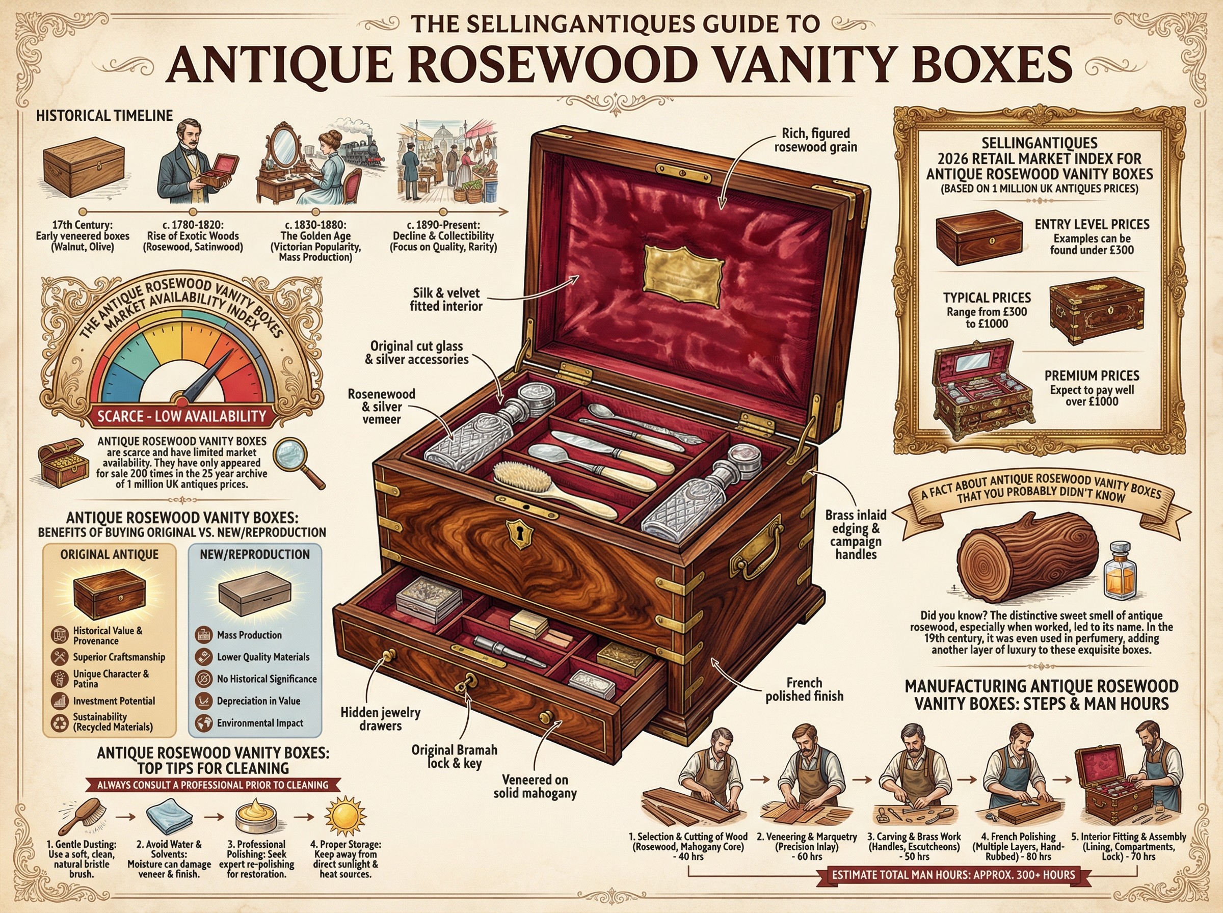 Antique Rosewood Vanity Boxes Guide Infographic