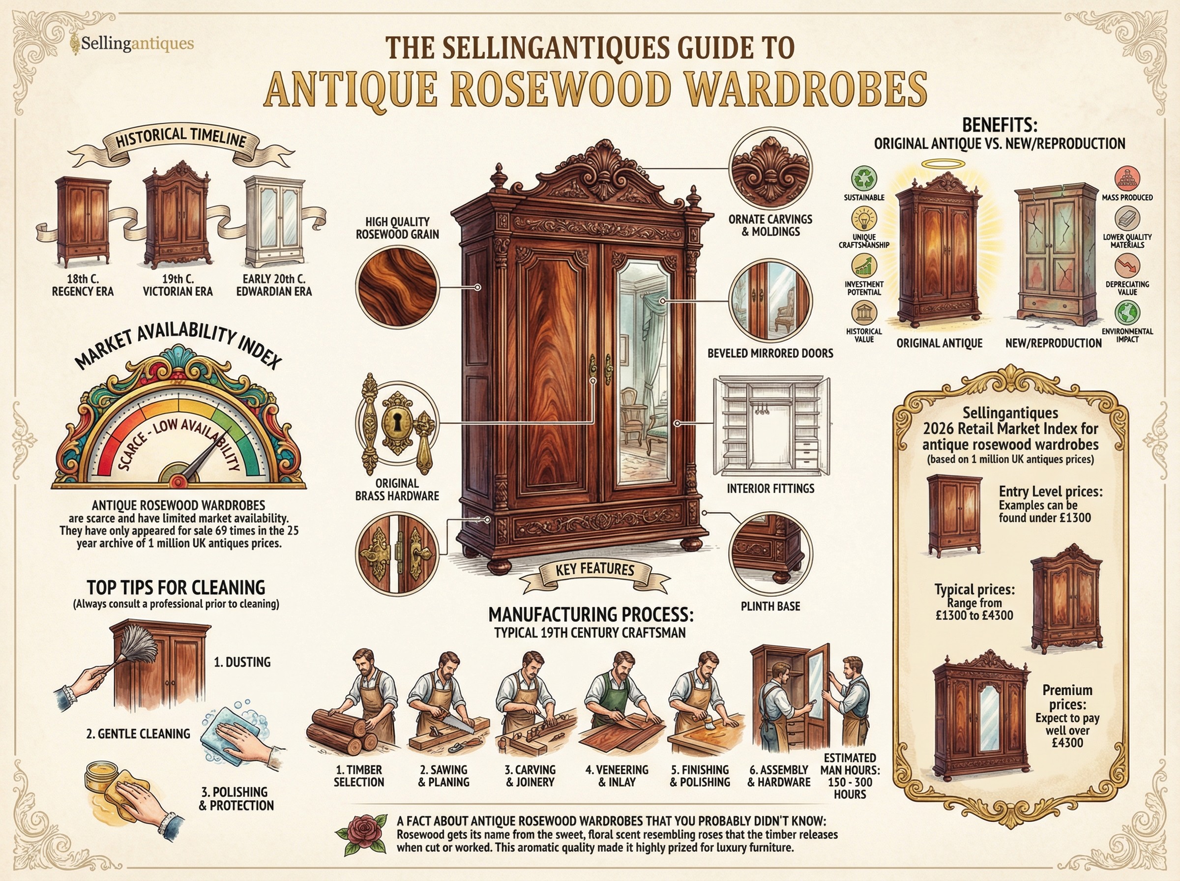 Antique Rosewood Wardrobes Guide Infographic