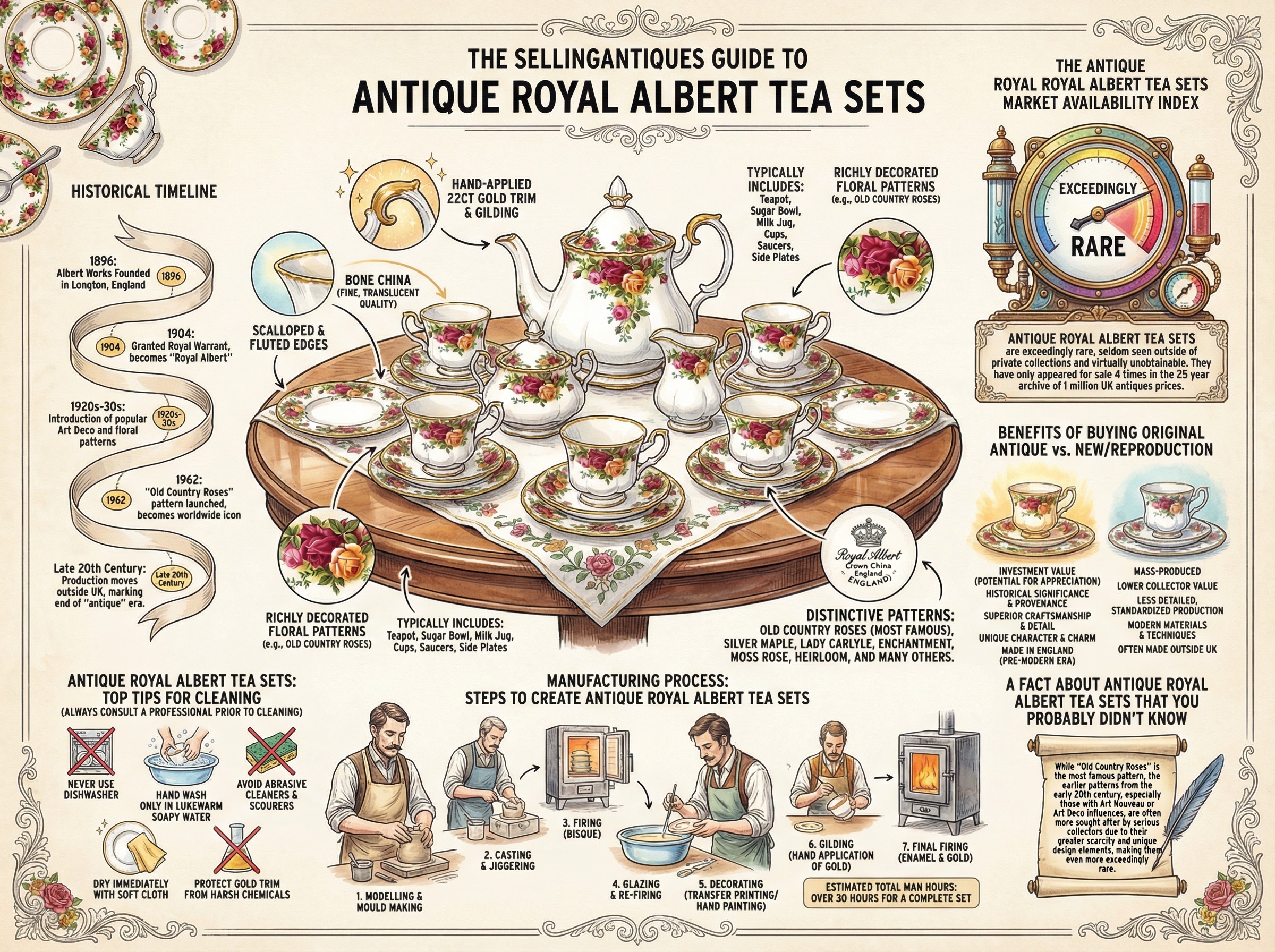 Antique Royal Albert Tea Sets Guide Infographic