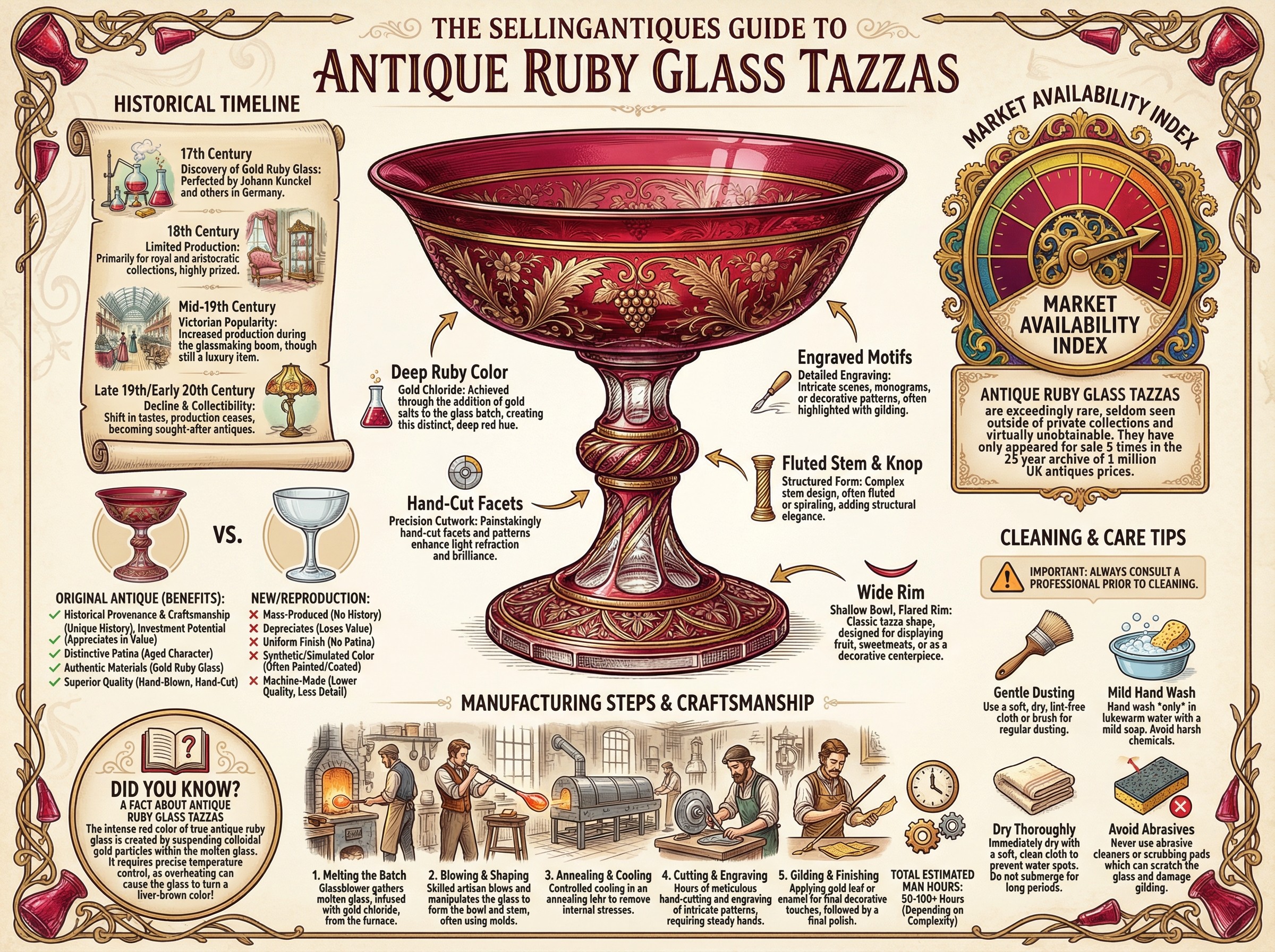 Antique Ruby Glass Tazzas Guide Infographic