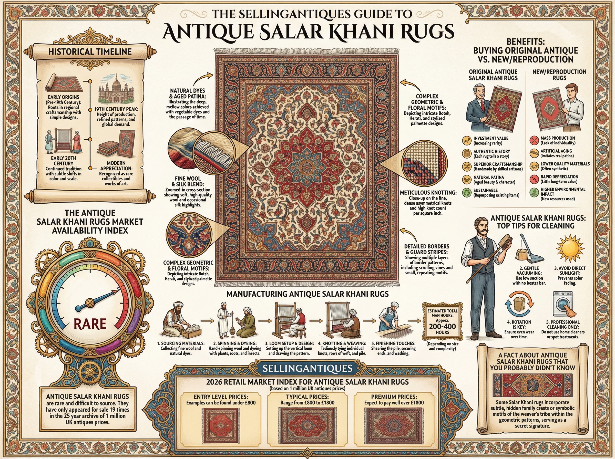 Antique Salar Khani Rugs Guide Infographic