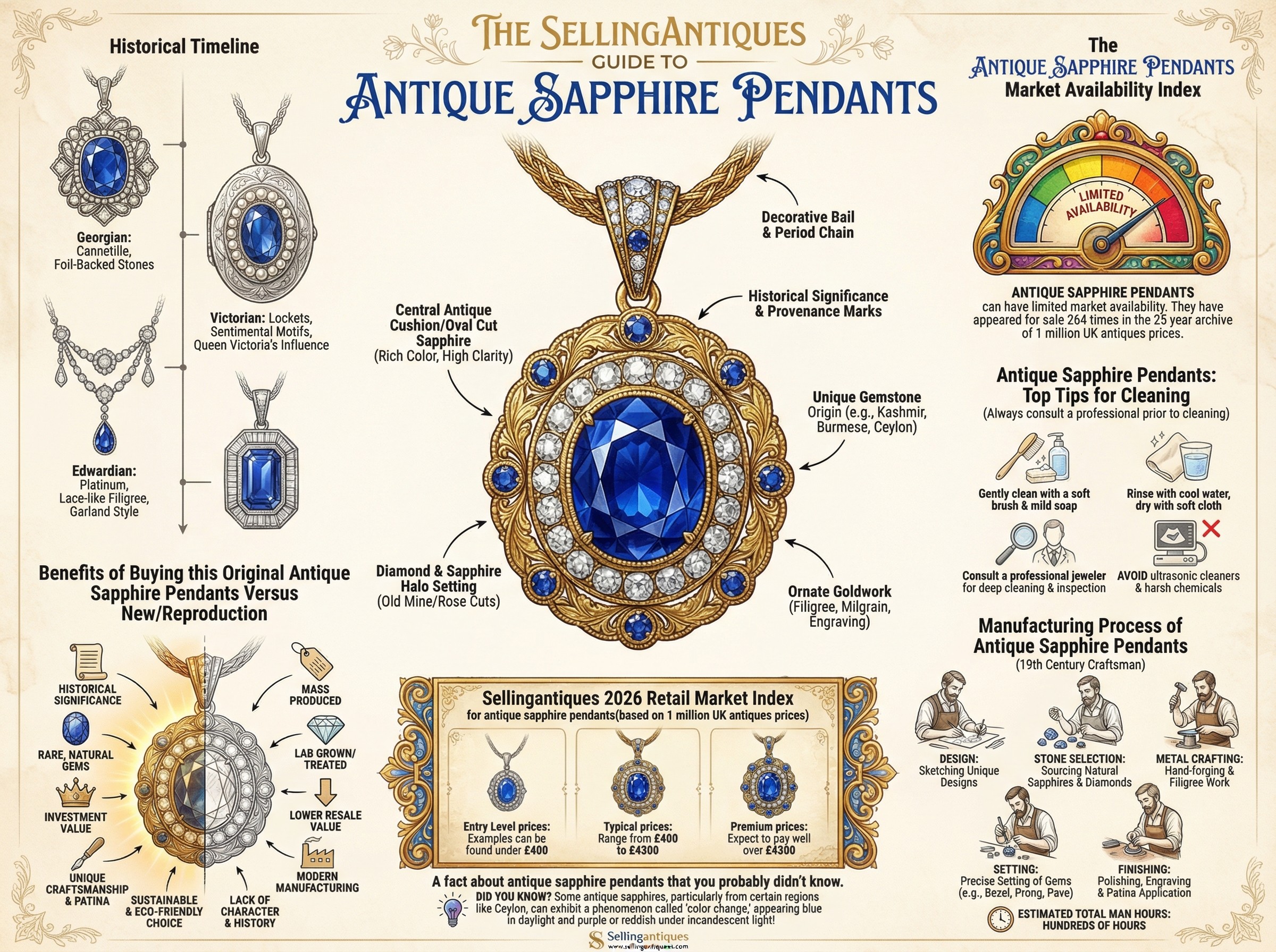 Antique Sapphire Pendants Guide Infographic