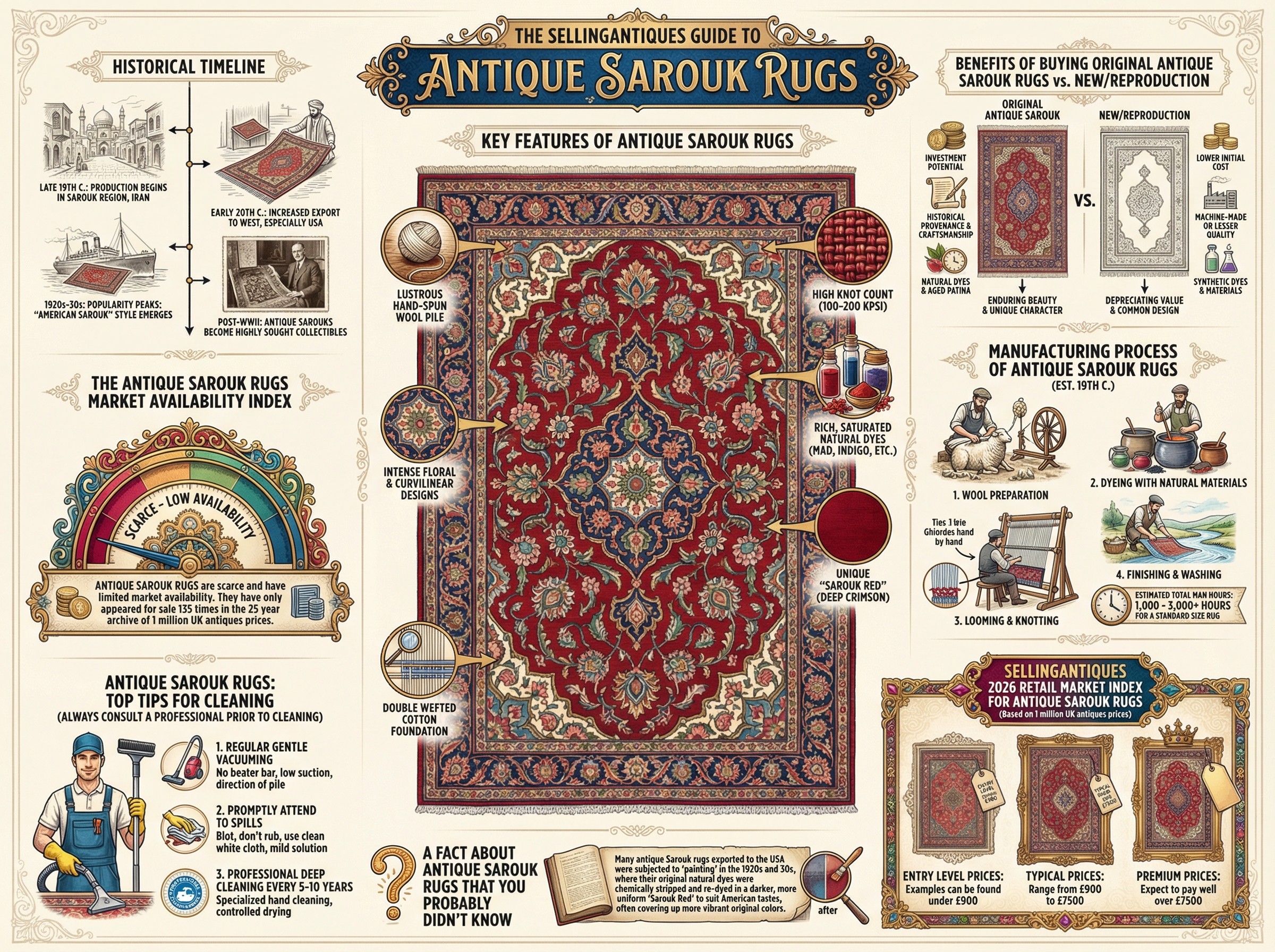 Antique Sarouk Rugs Guide Infographic
