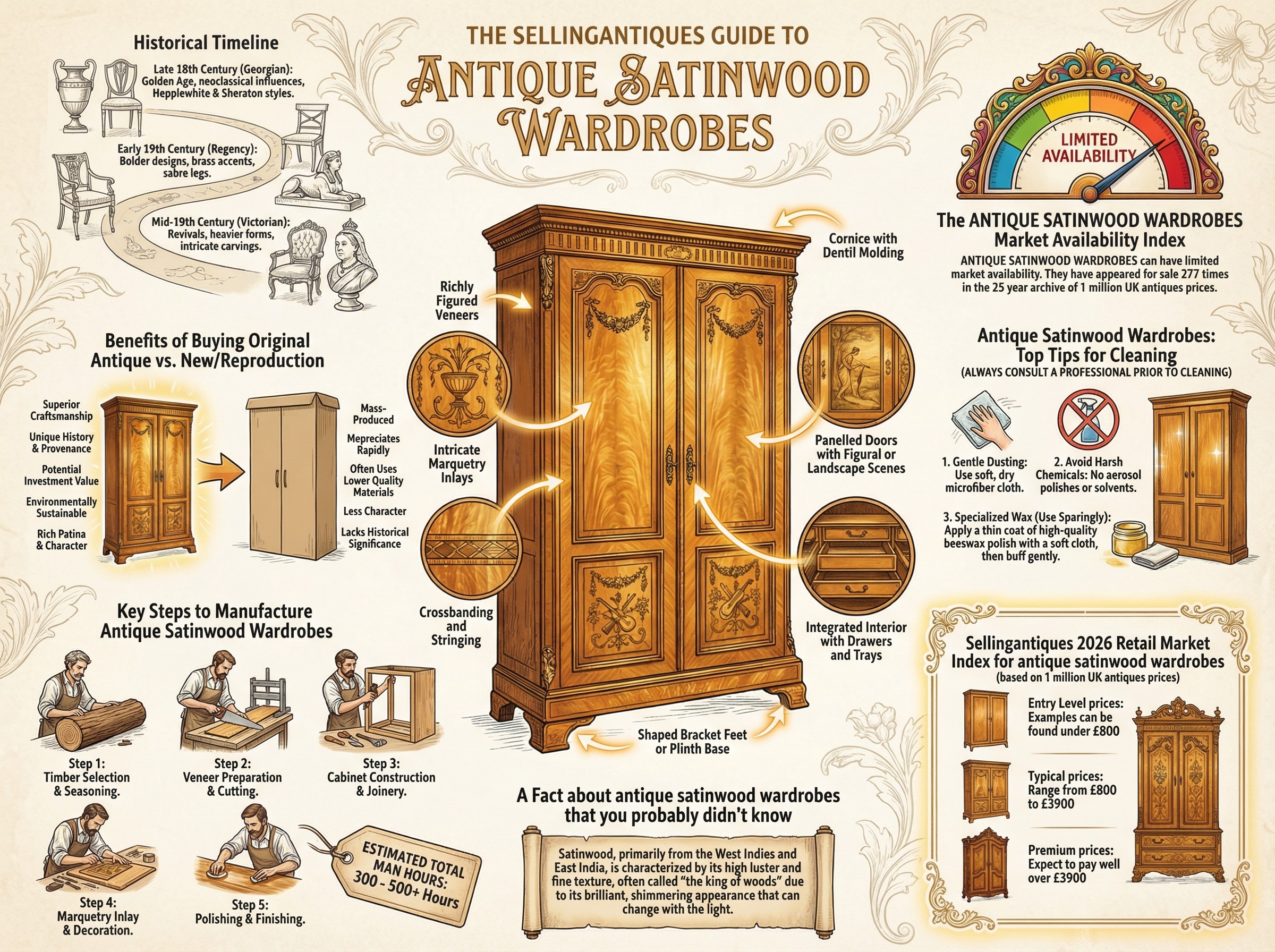 Antique Satinwood Wardrobes Guide Infographic