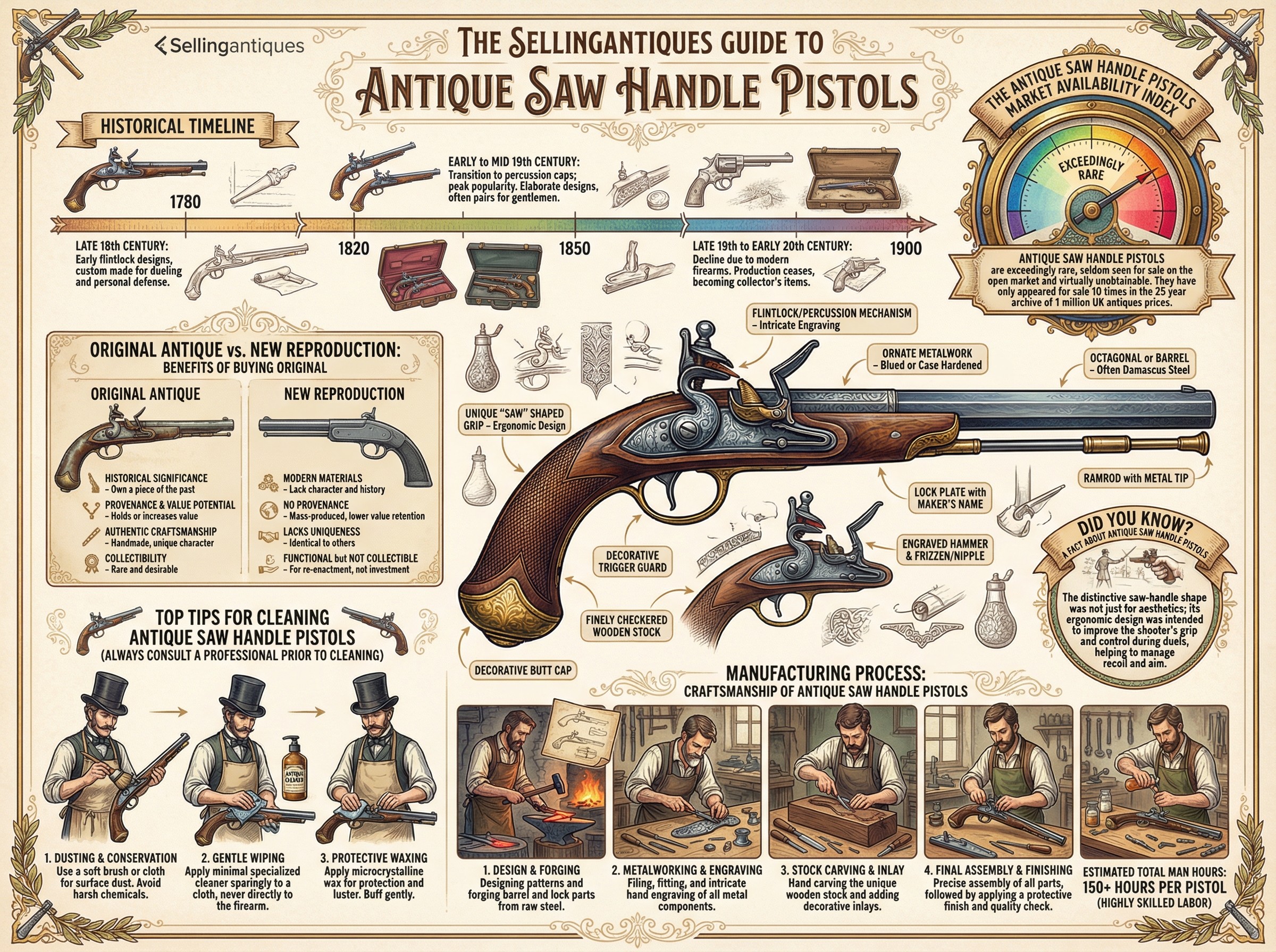 Antique Saw Handle Pistols Guide Infographic