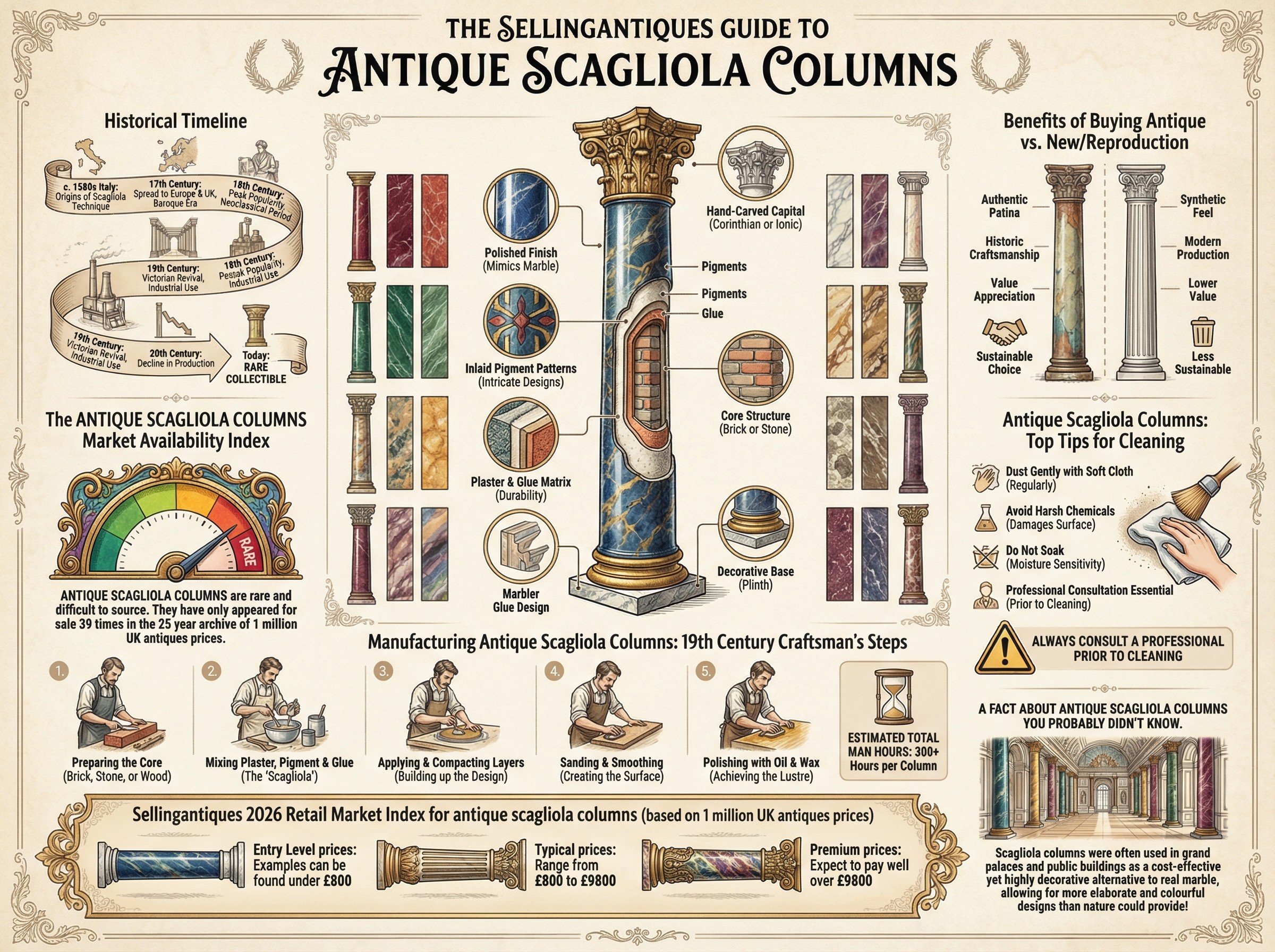 Antique Scagliola Columns Guide Infographic