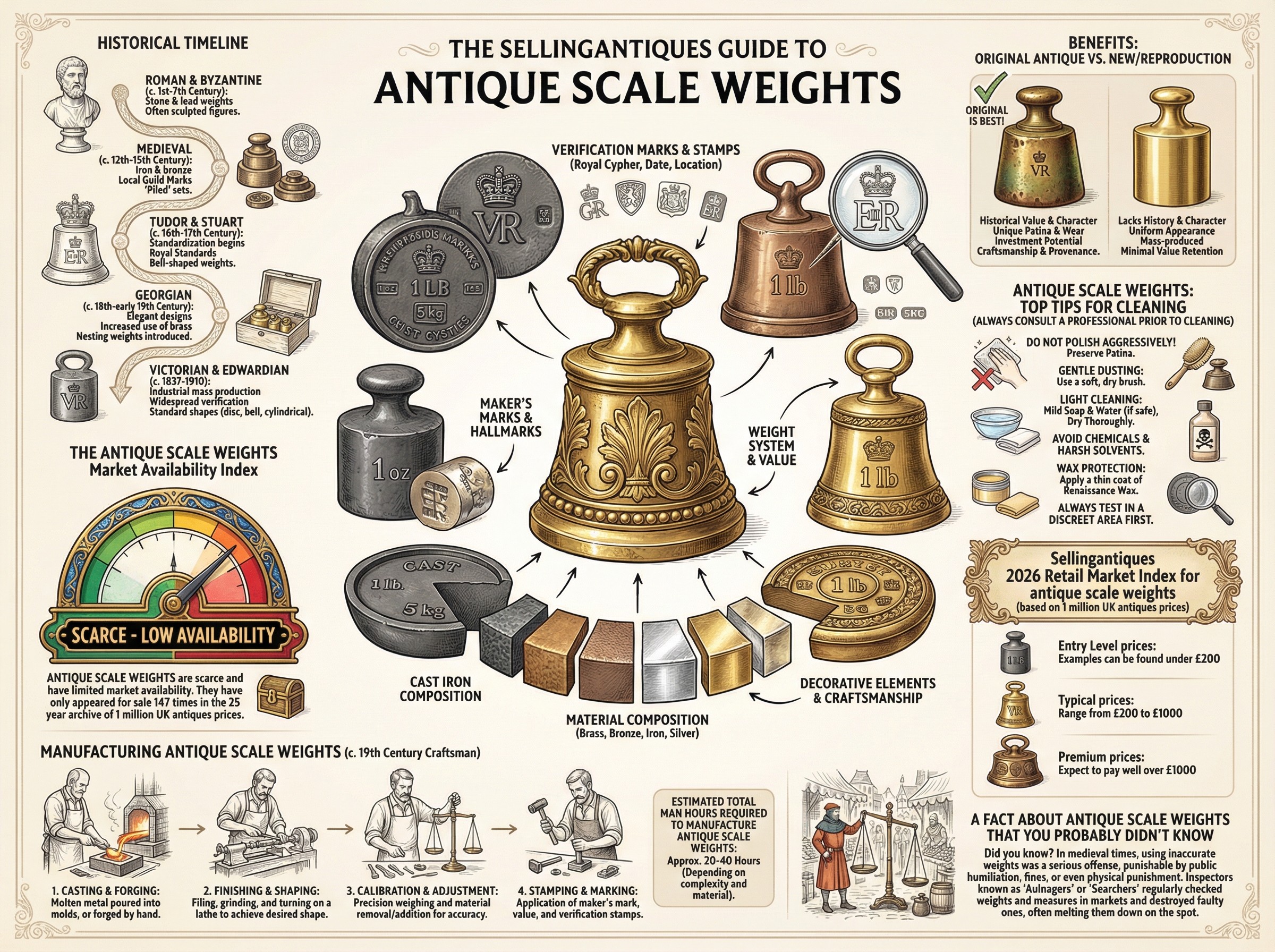 Antique Scale Weights Guide Infographic