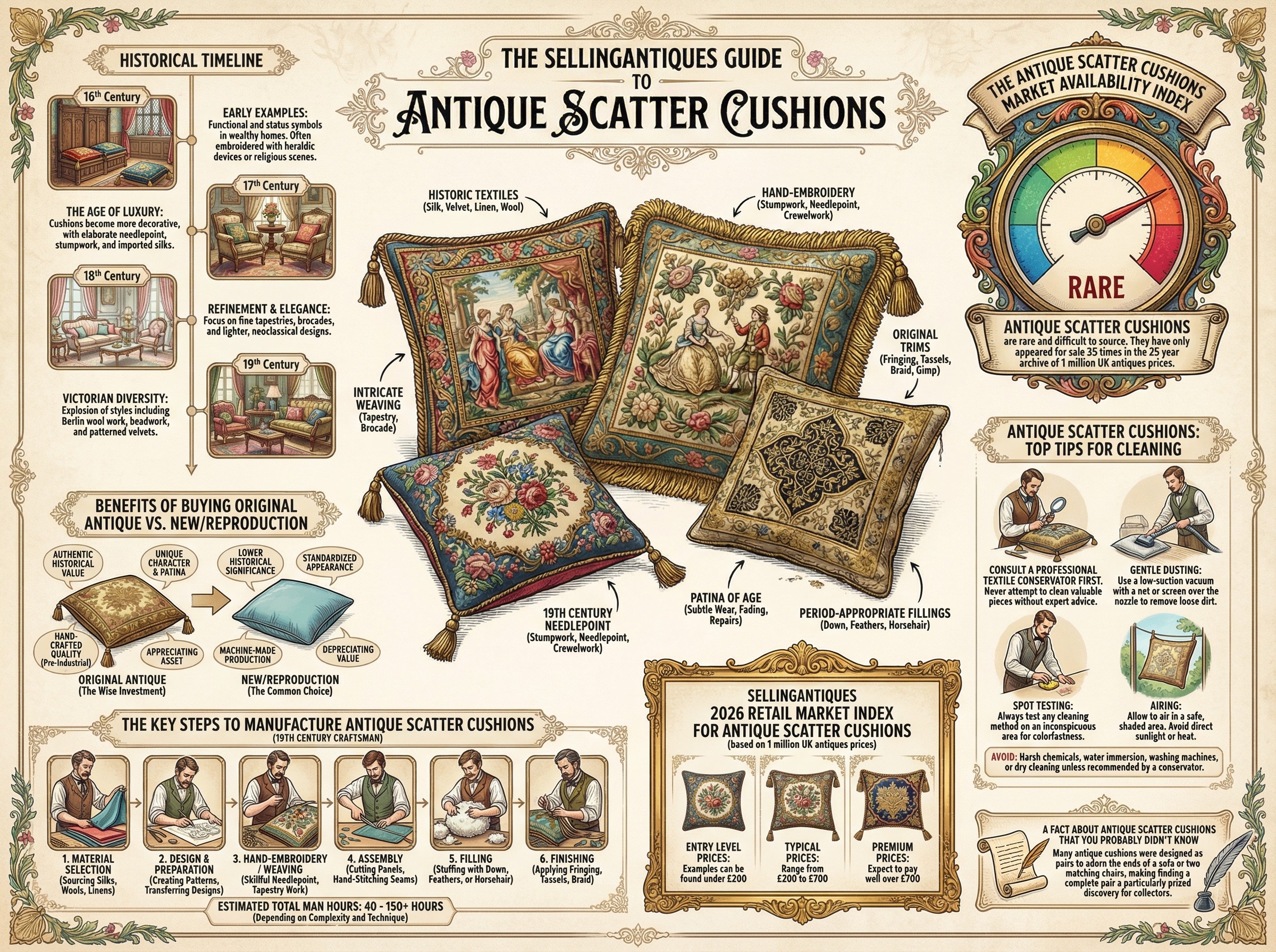 Antique Scatter Cushions Guide Infographic