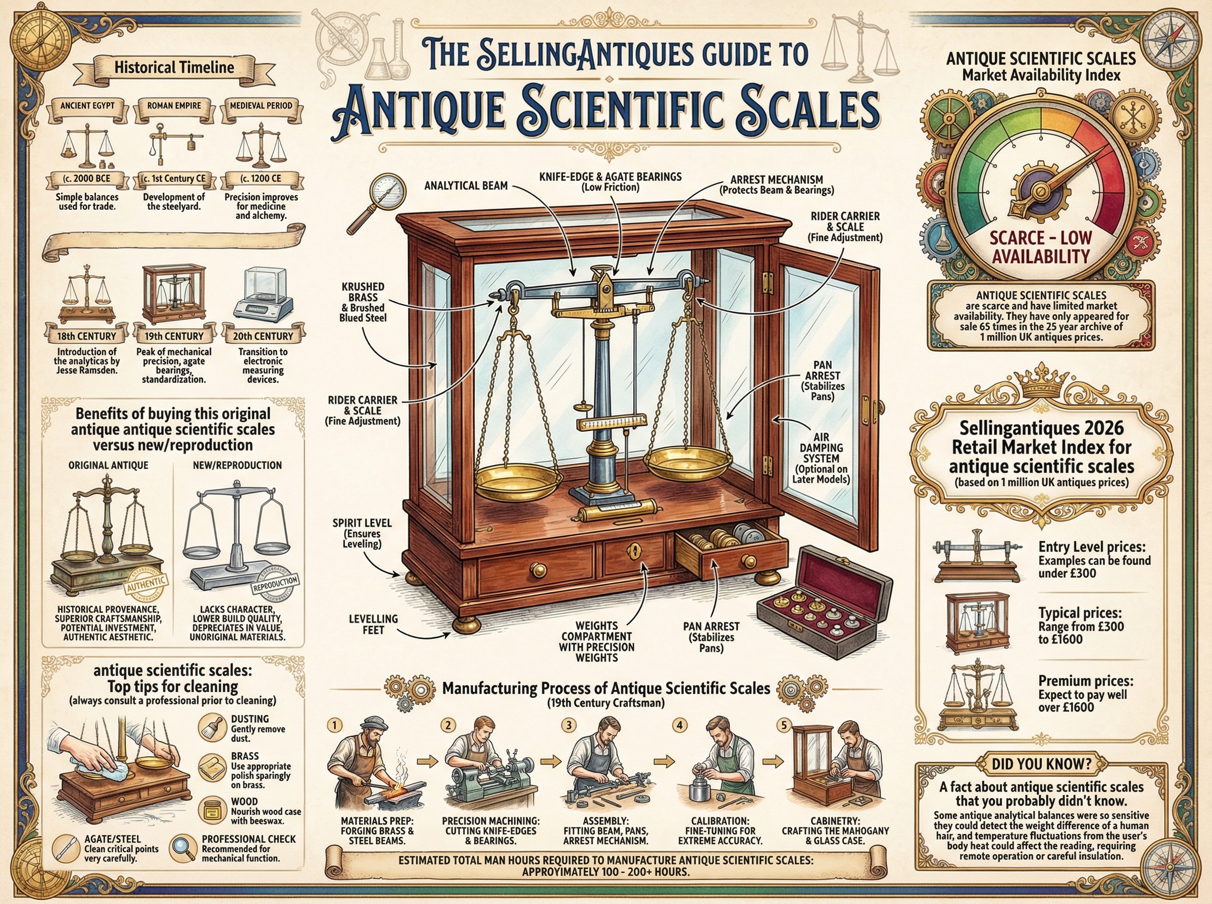 Antique Scientific Scales Guide Infographic