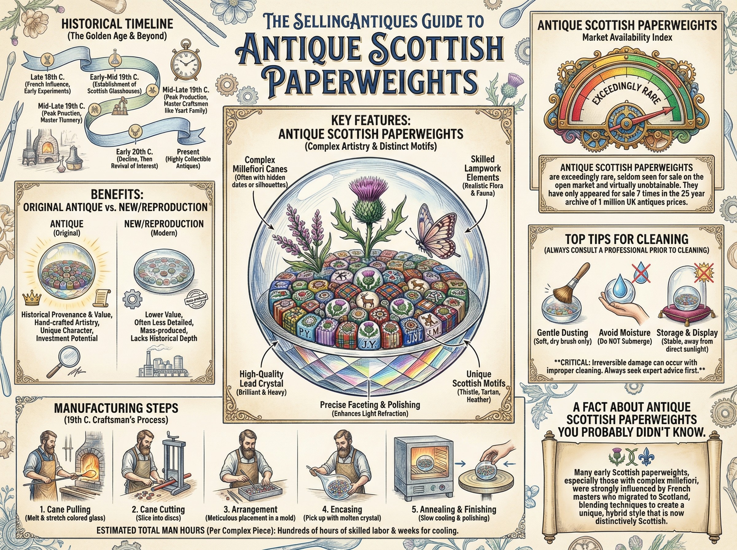 Antique Scottish Paperweights Guide Infographic