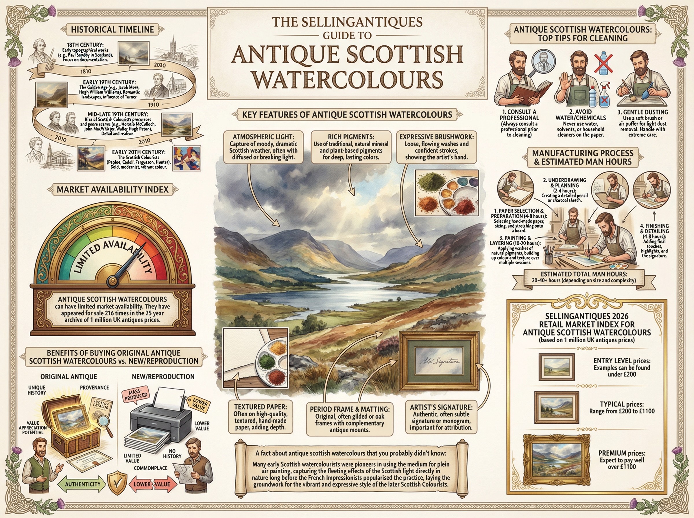 Antique Scottish Watercolours Guide Infographic