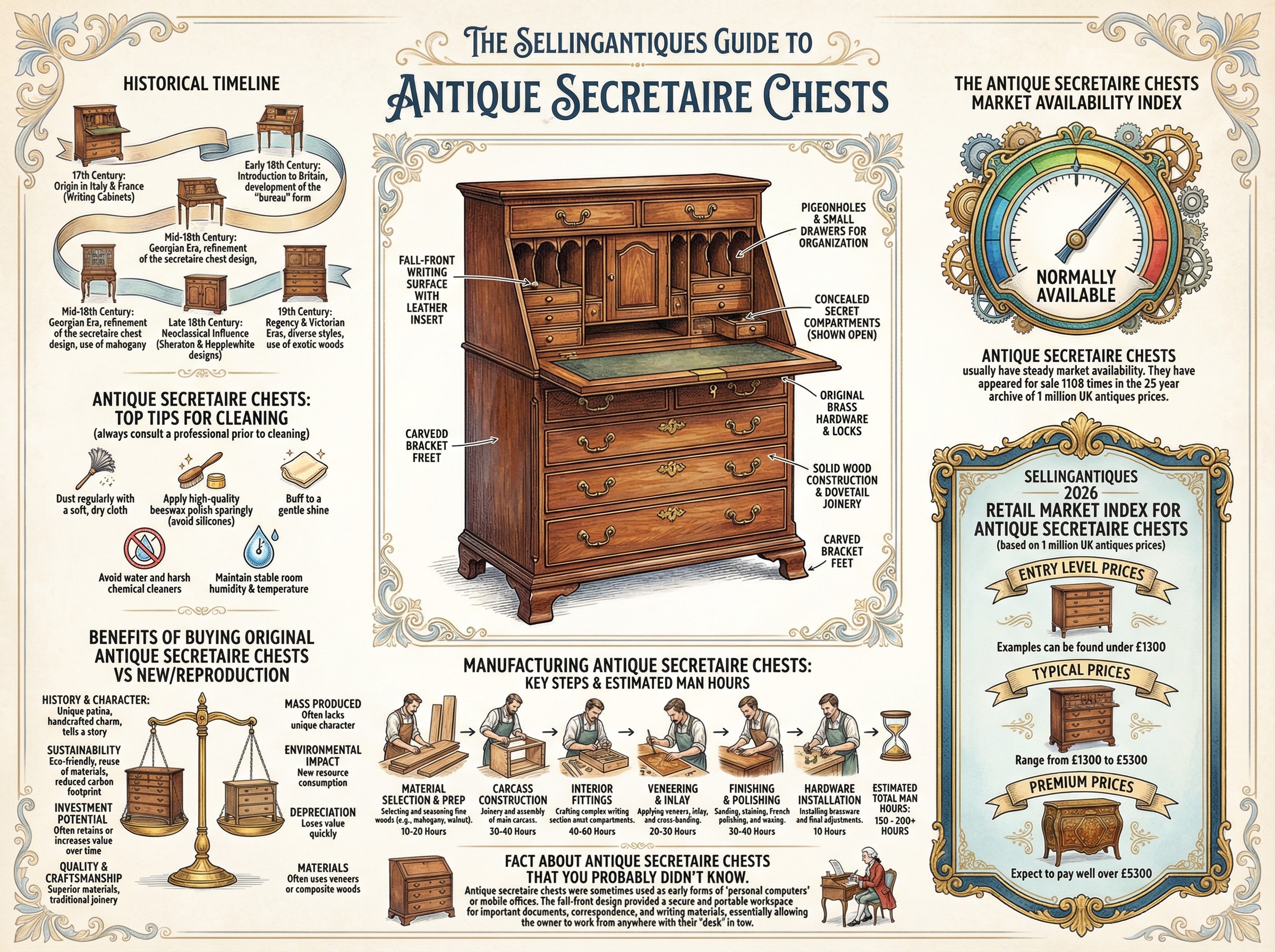 Antique Secretaire Chests Guide Infographic