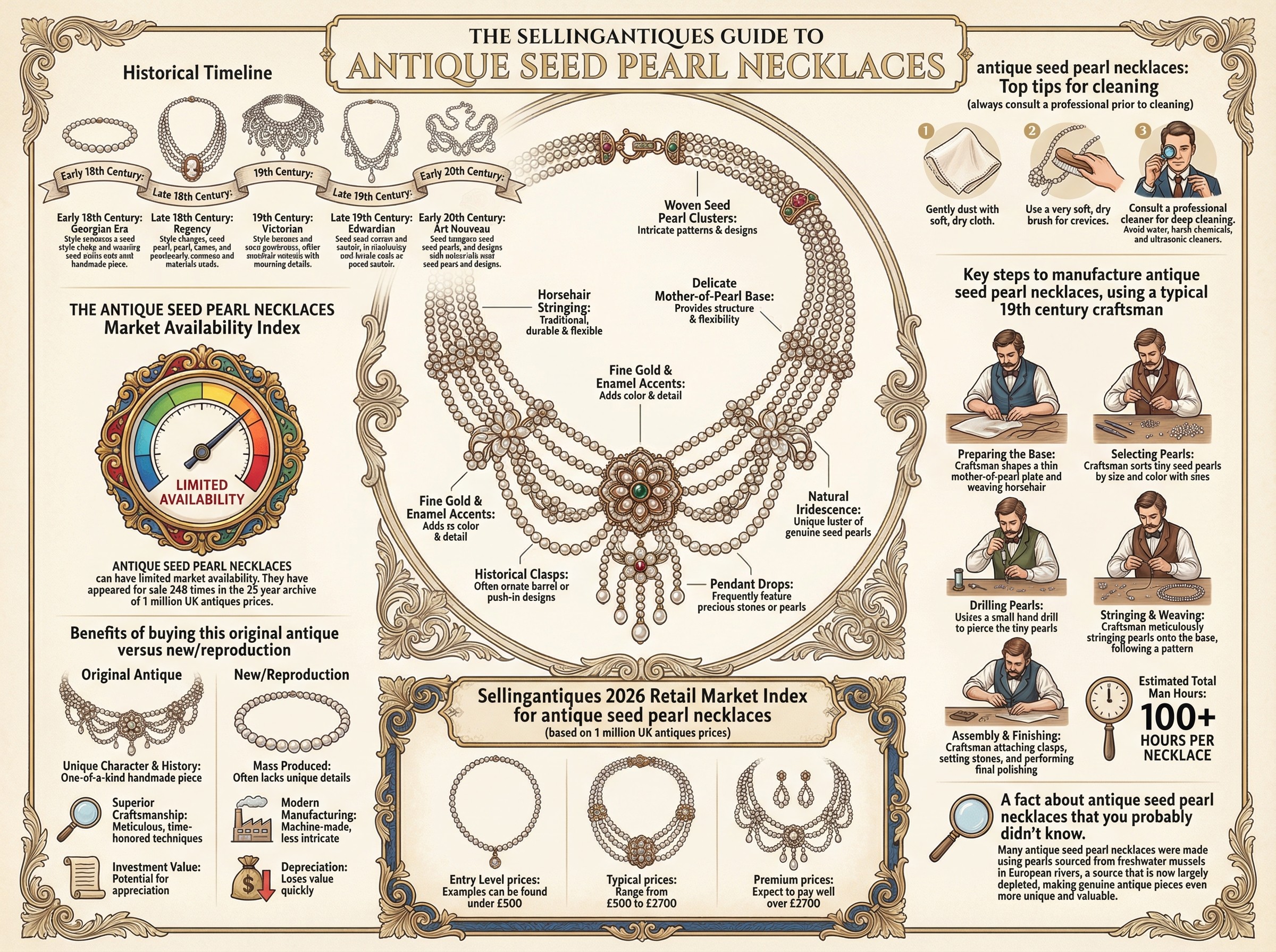 Antique Seed Pearl Necklaces Guide Infographic