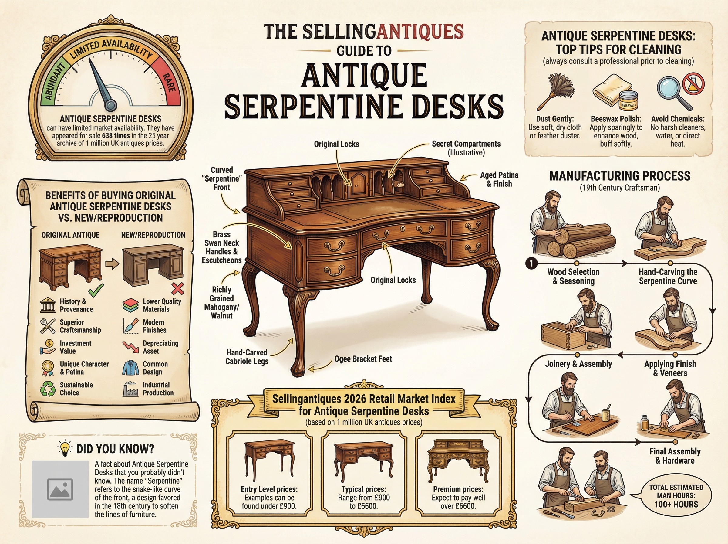 Antique Serpentine Desks Guide Infographic