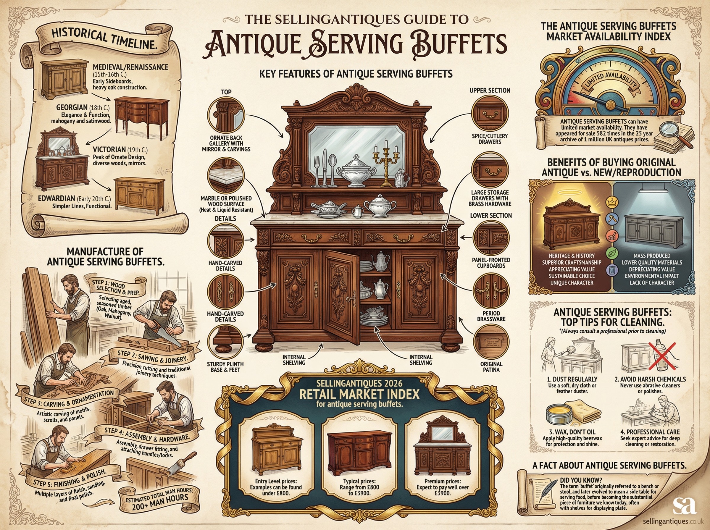 Antique Serving Buffets Guide Infographic