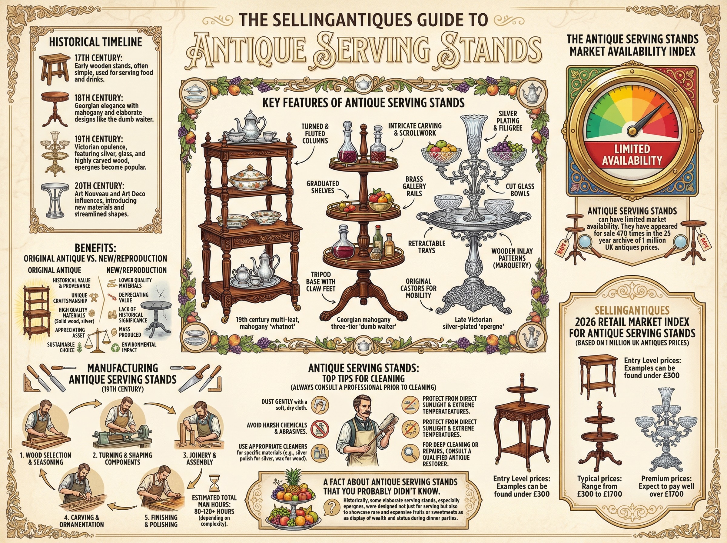 Antique Serving Stands Guide Infographic