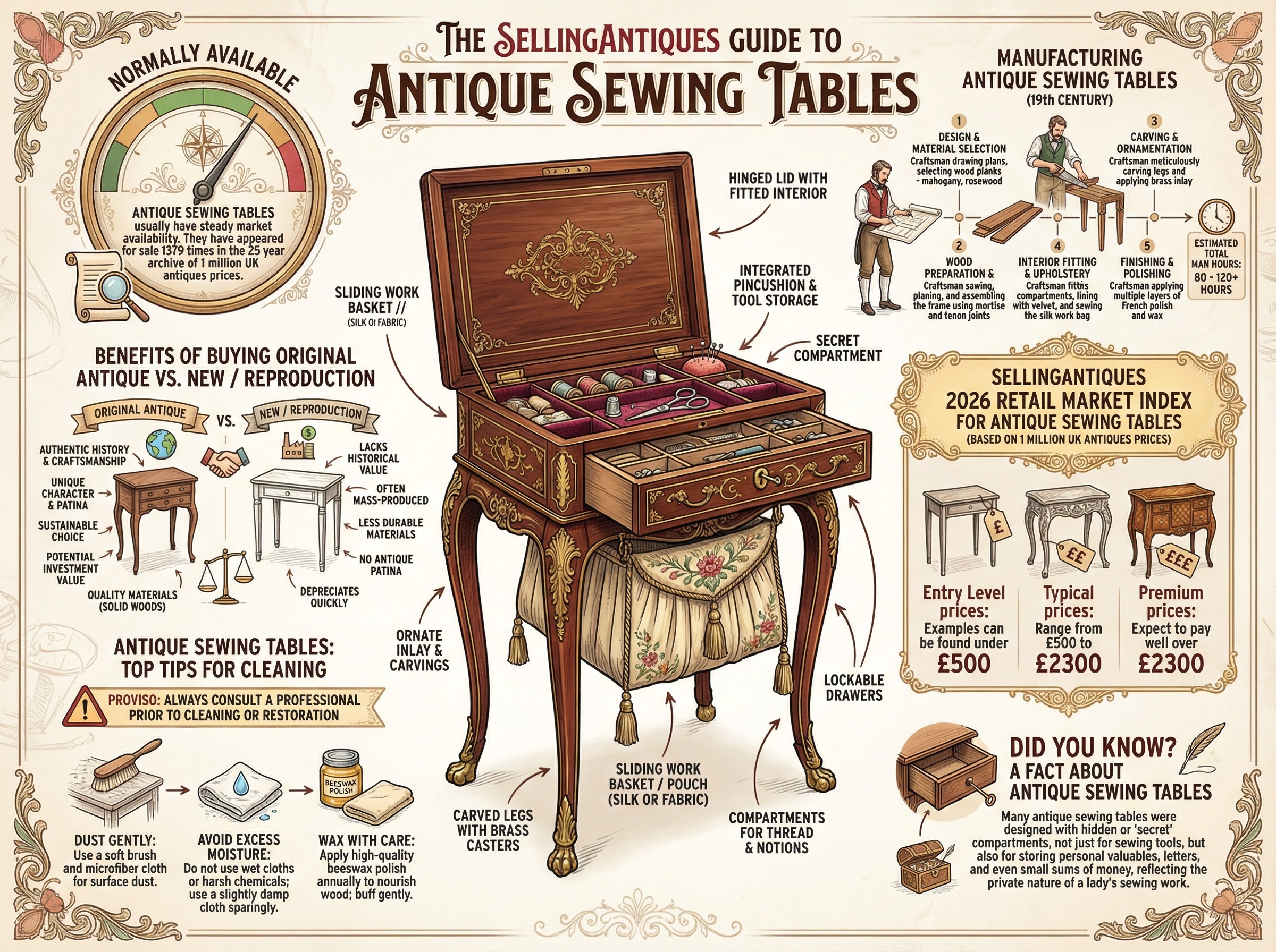 Antique Sewing Tables Guide Infographic
