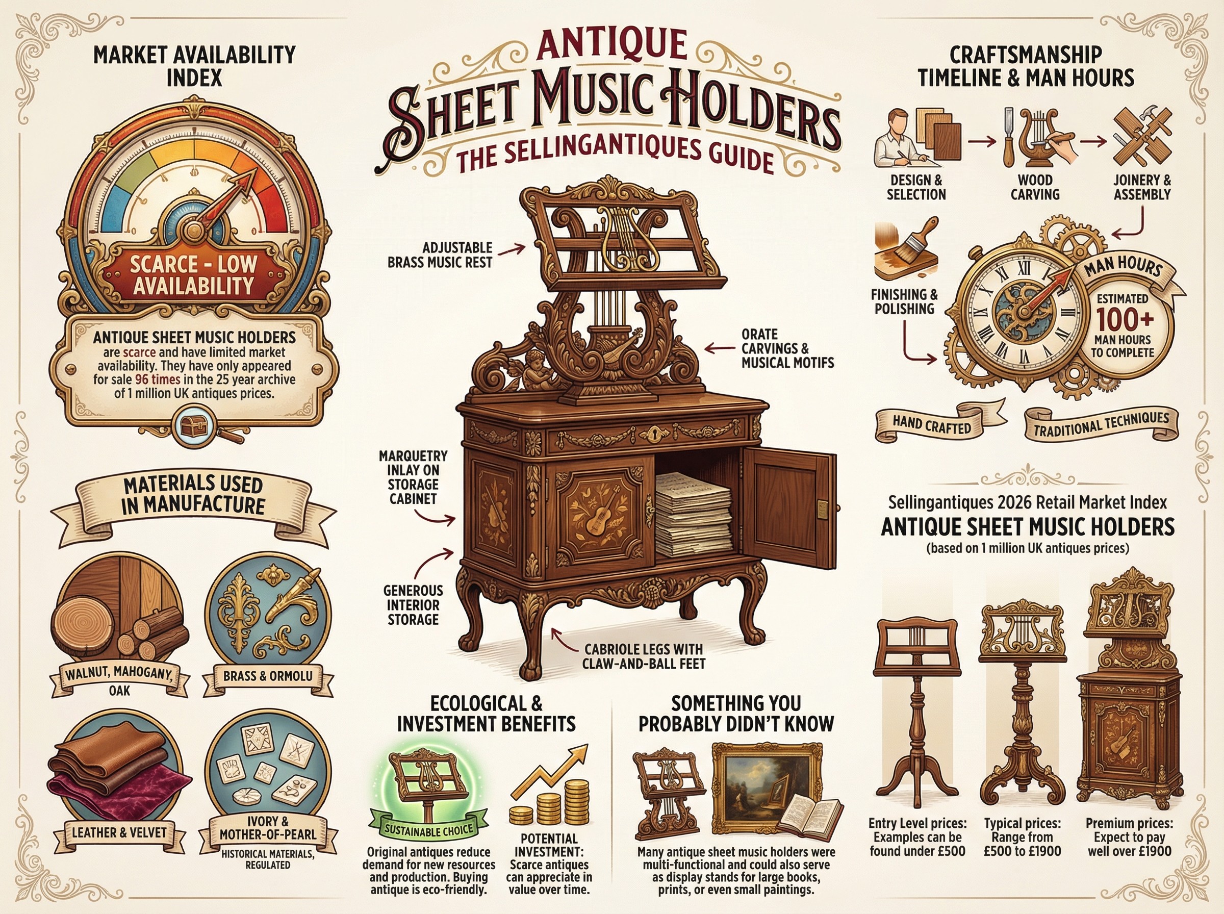 Antique Sheet Music Holders Guide Infographic