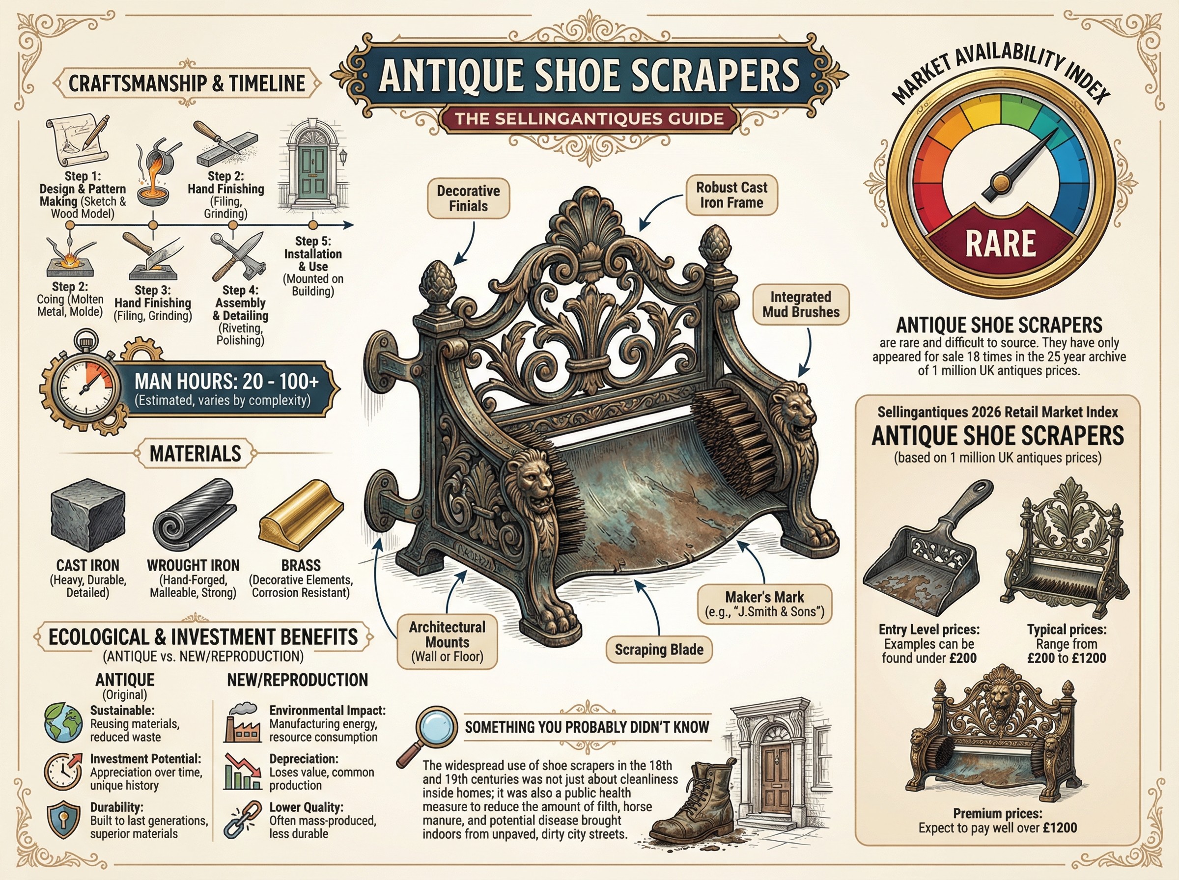 Antique Shoe Scrapers Guide Infographic