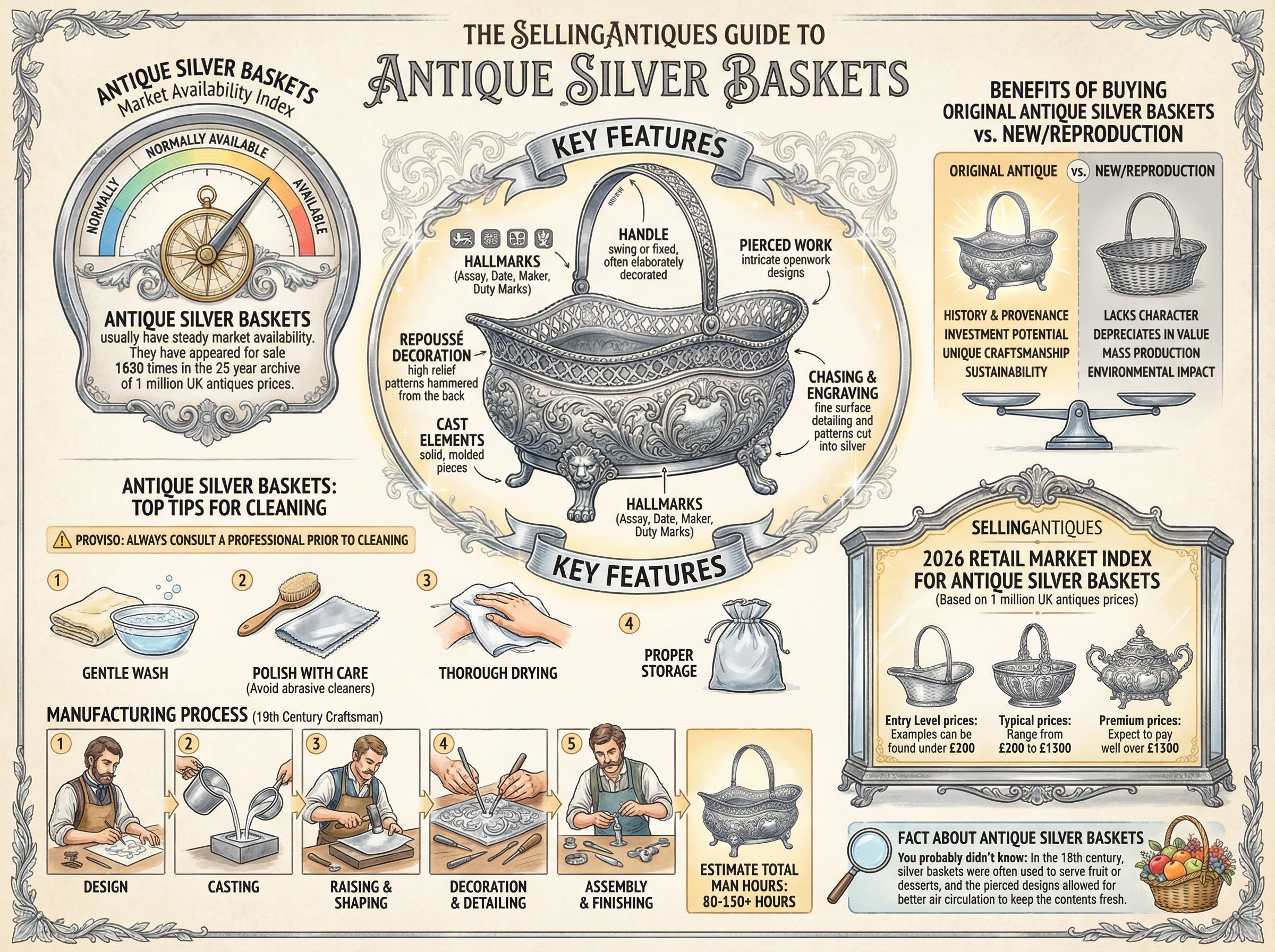 Antique Silver Baskets Guide Infographic