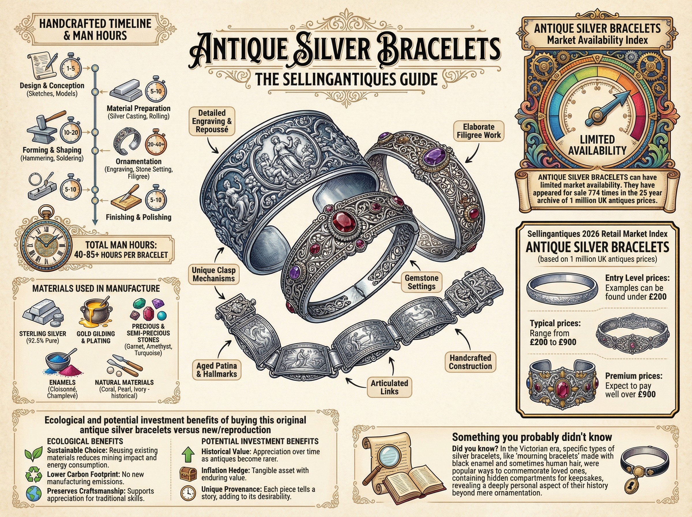 Antique Silver Bracelets Guide Infographic