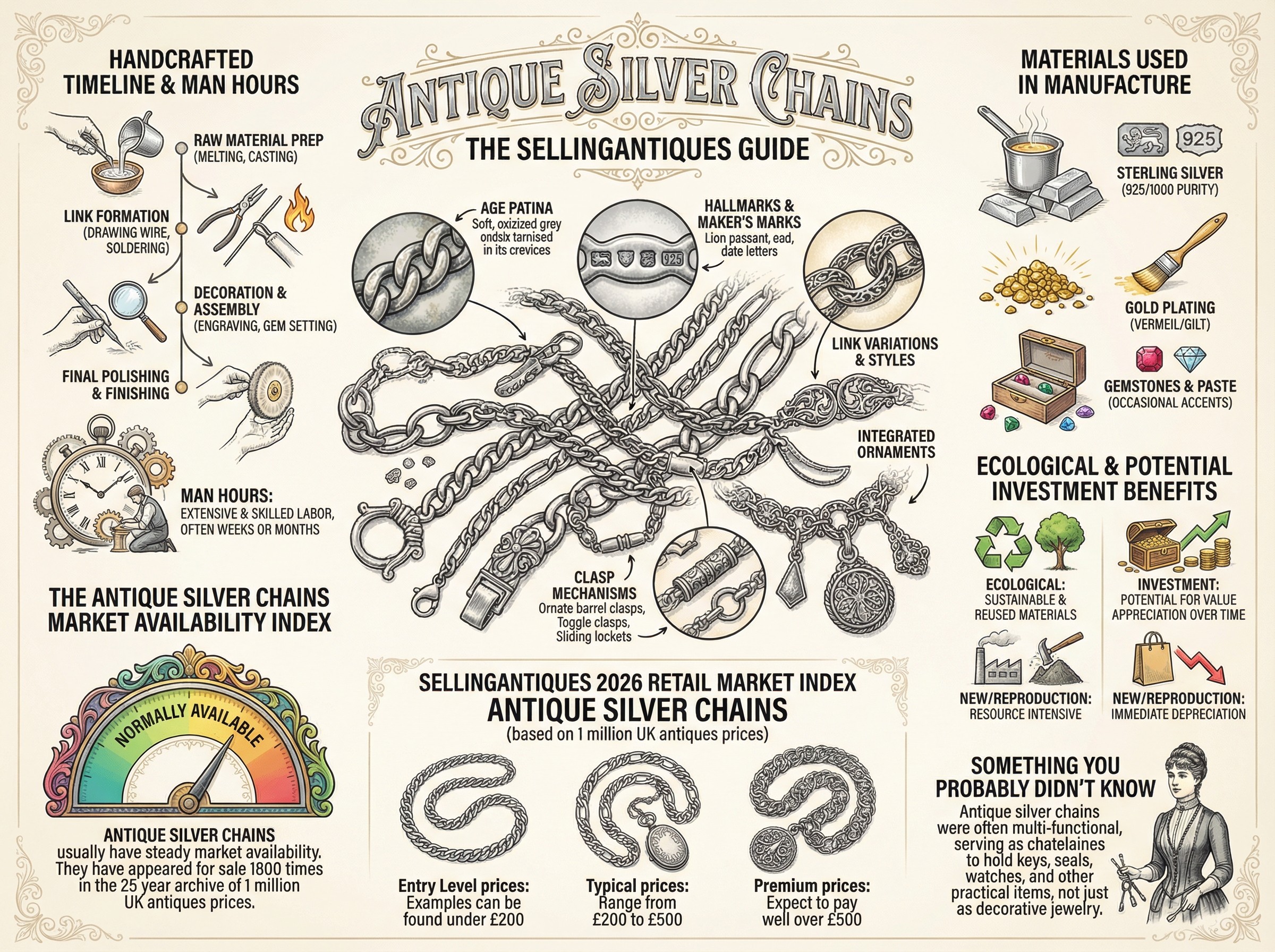 Antique Silver Chains Guide Infographic