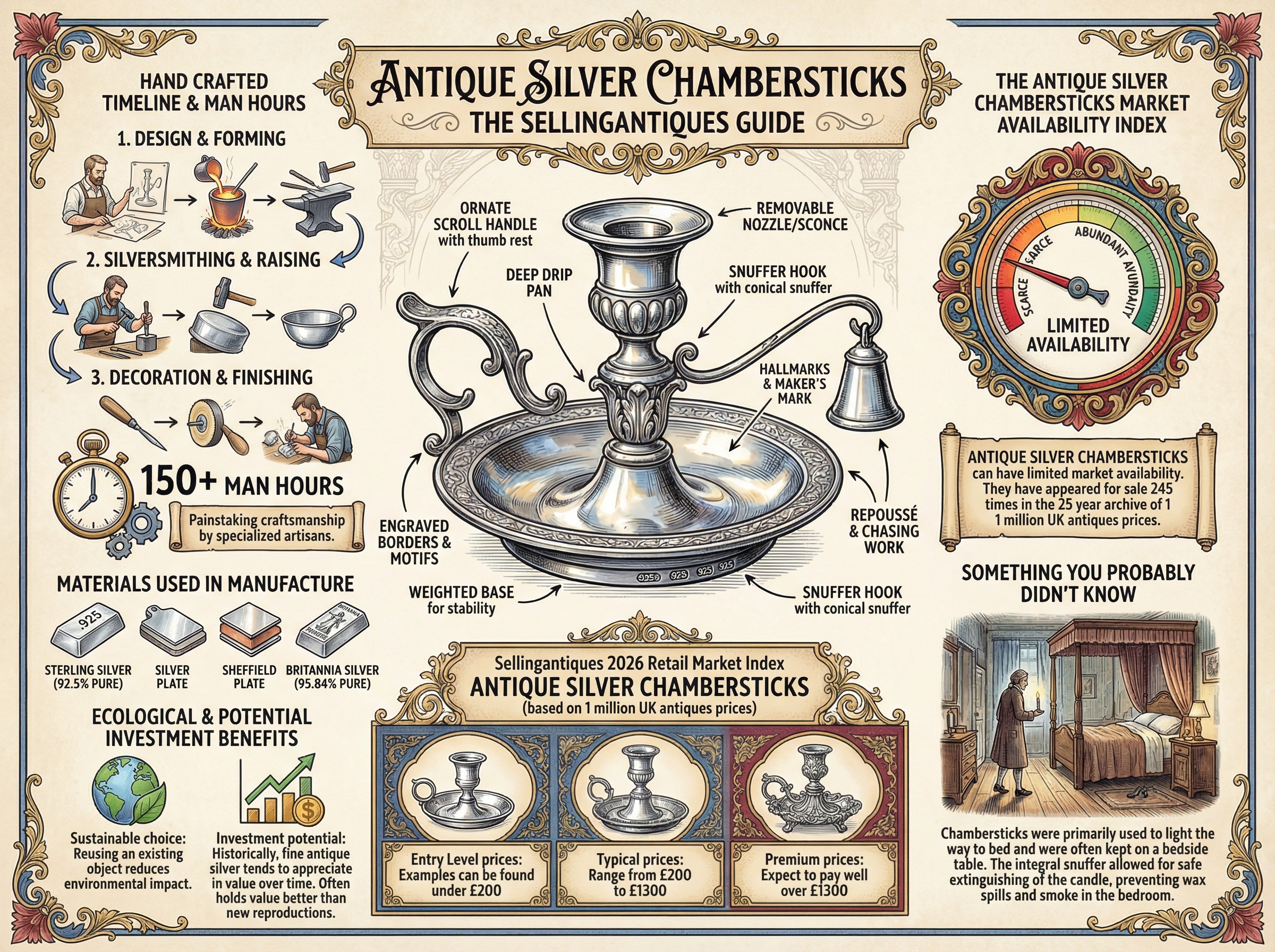 Antique Silver Chambersticks Guide Infographic