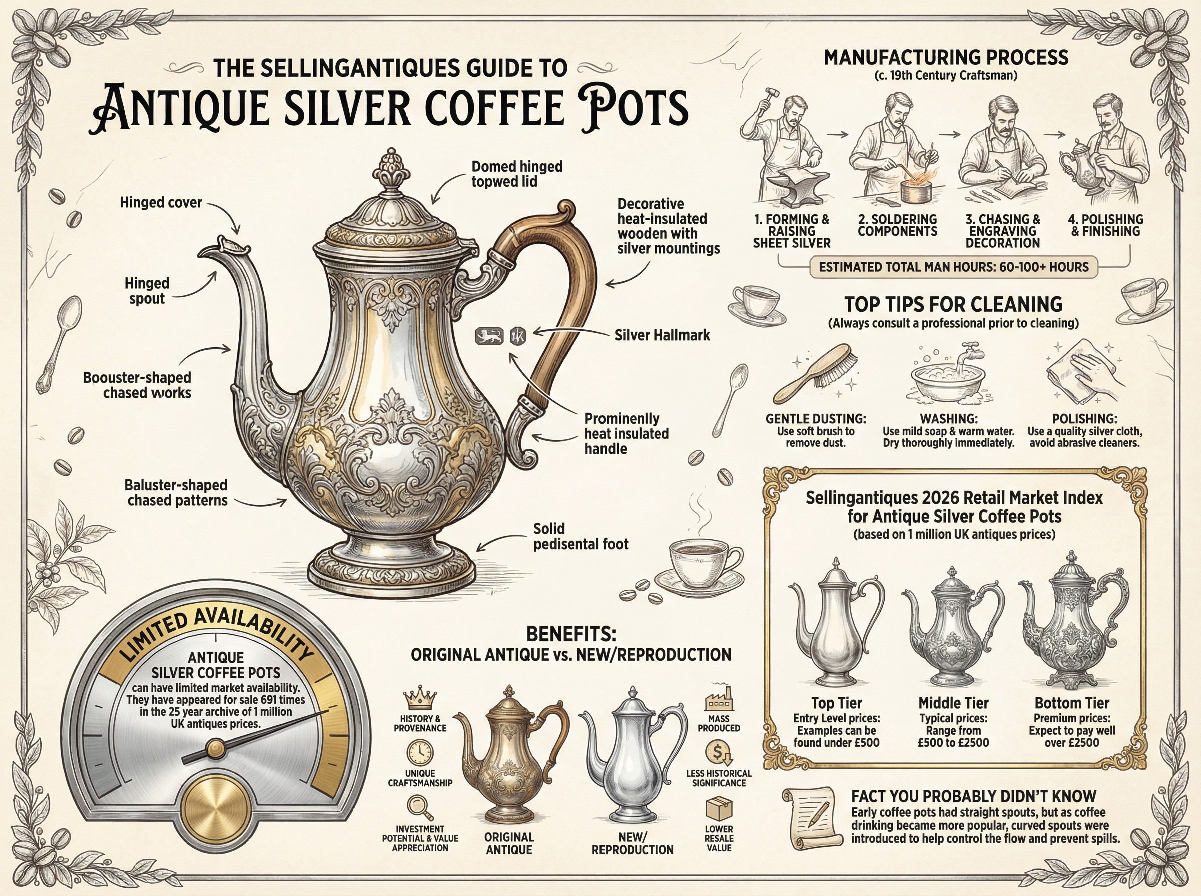 Antique Silver Coffee Pots Guide Infographic