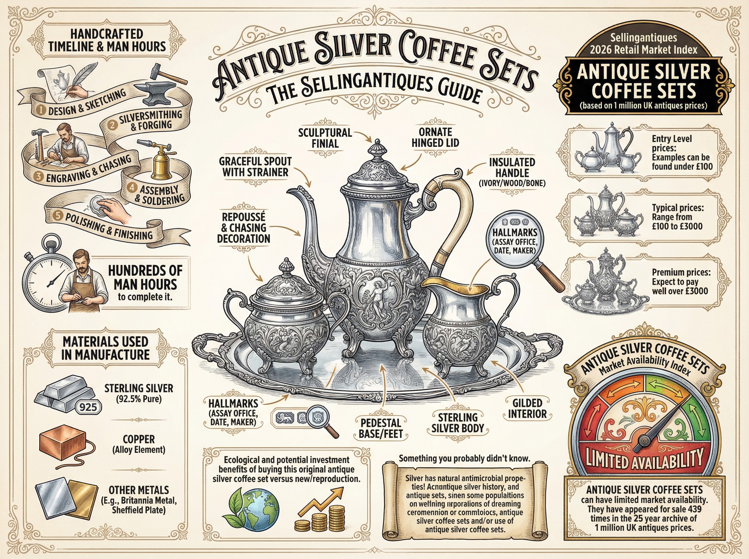 Antique Silver Coffee Sets Guide Infographic