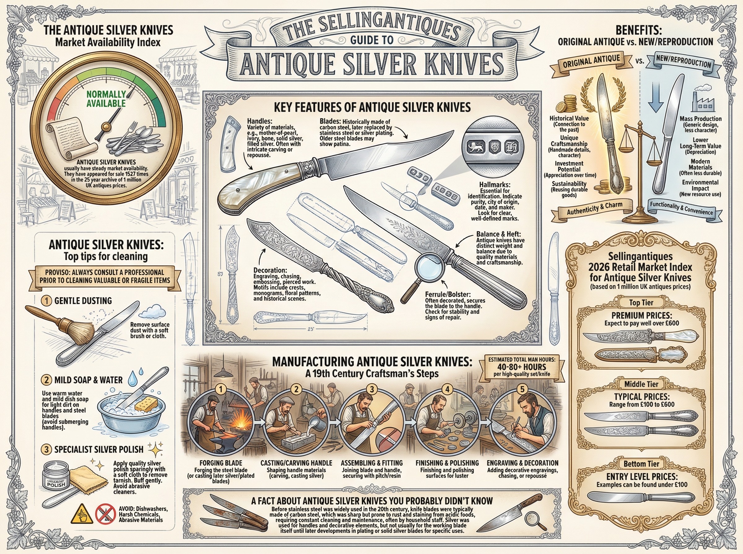 Antique Silver Knives Guide Infographic