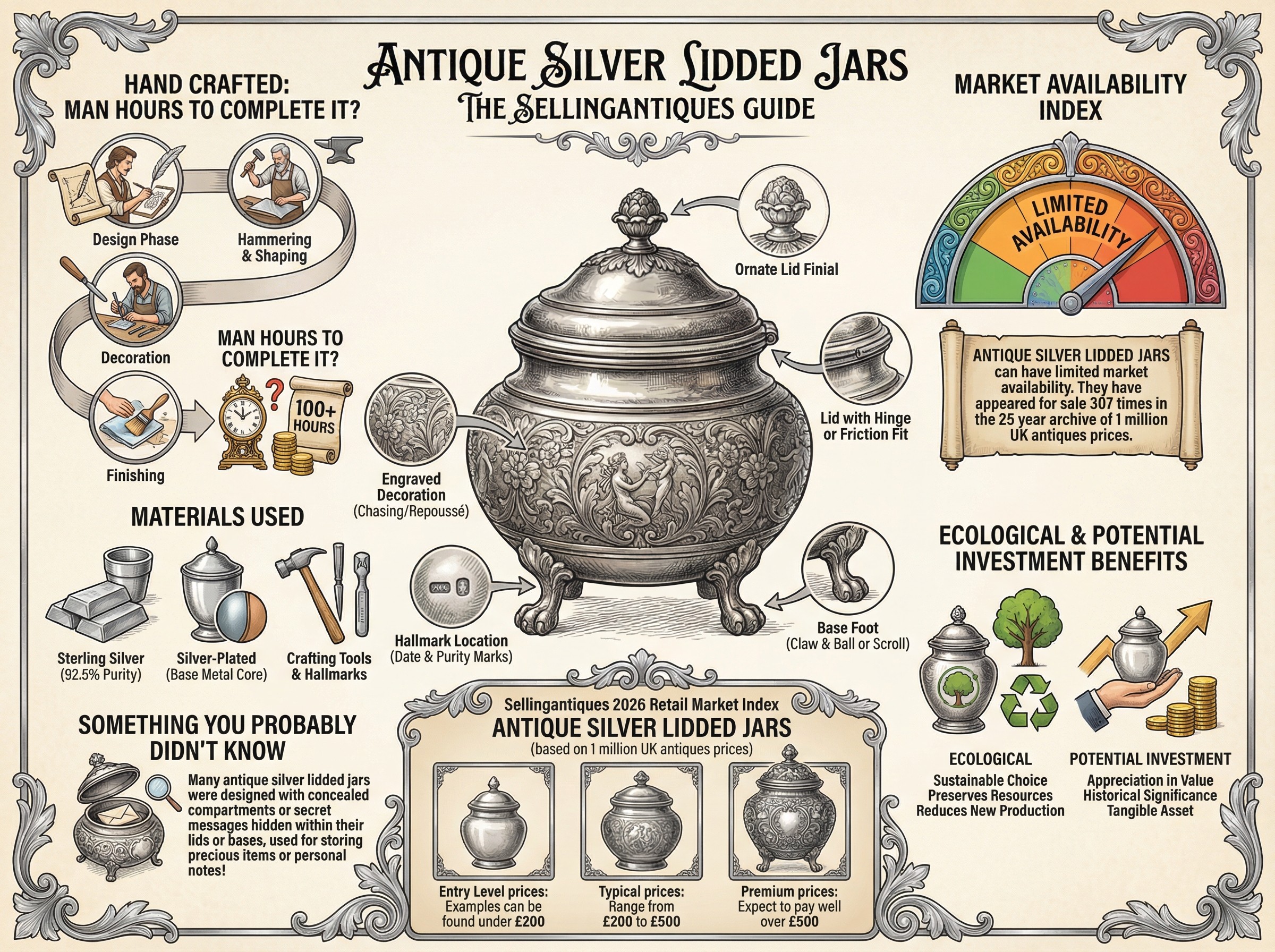 Antique Silver Lidded Jars Guide Infographic