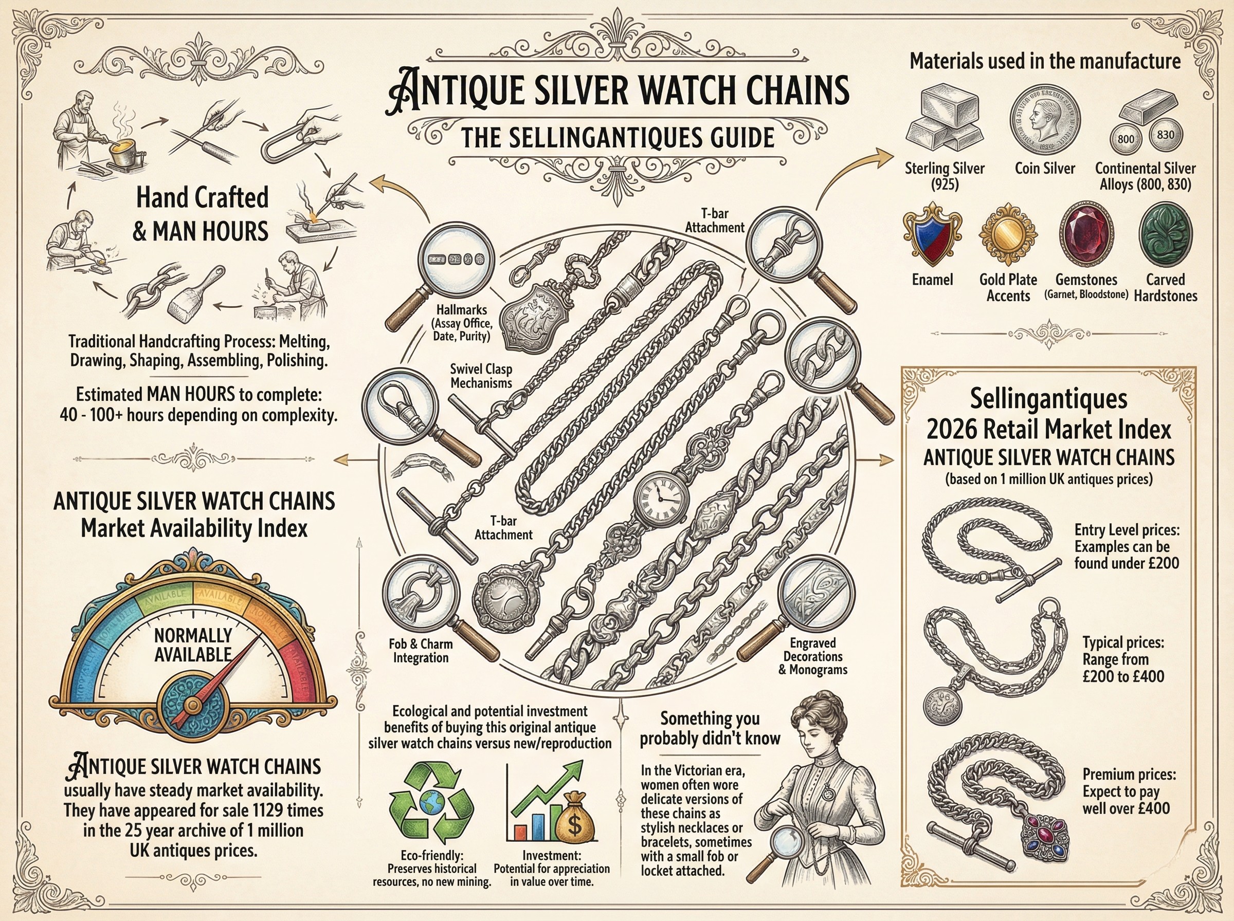 Antique Silver Watch Chains Guide Infographic