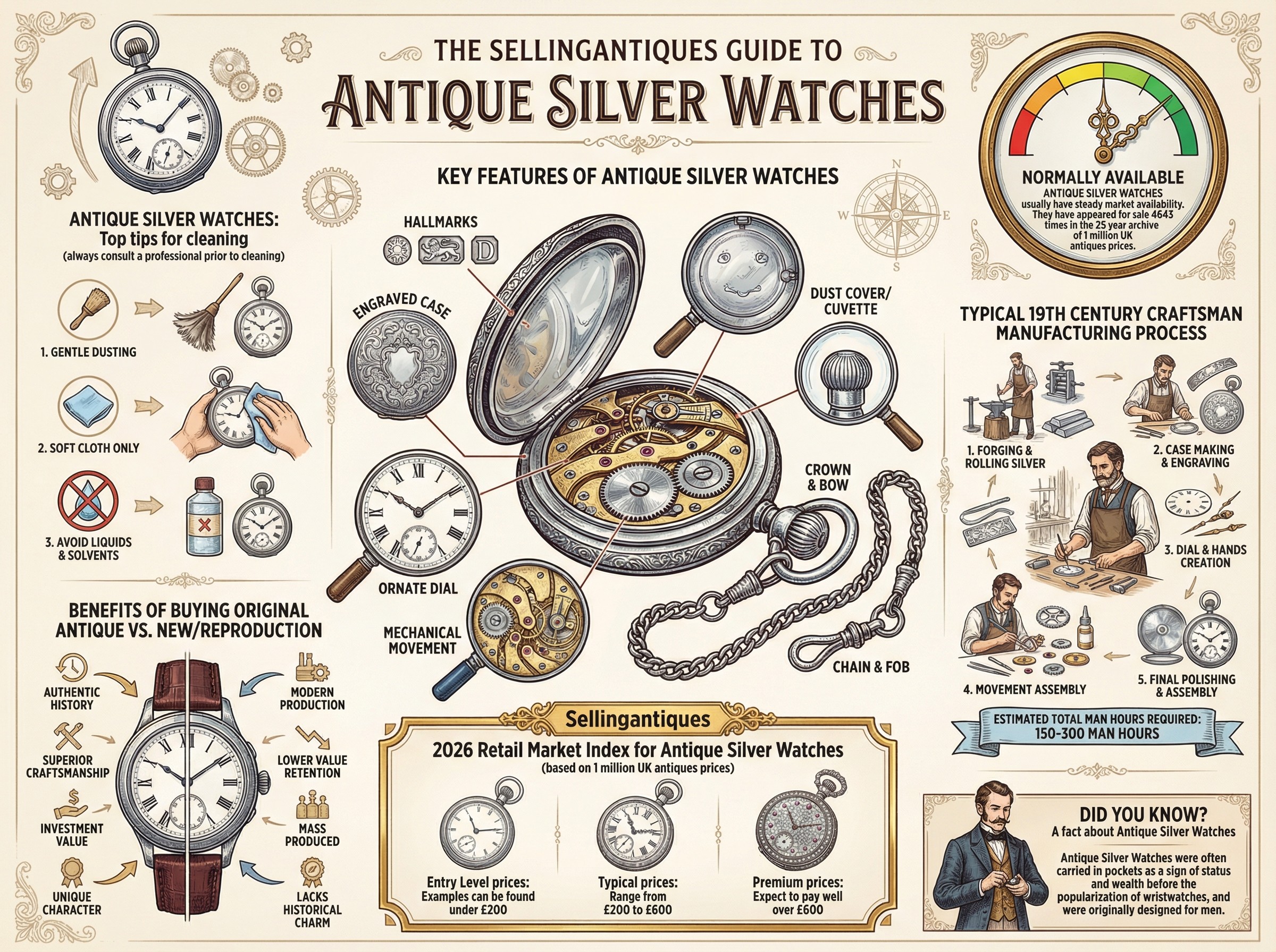 Antique Silver Watches Guide Infographic