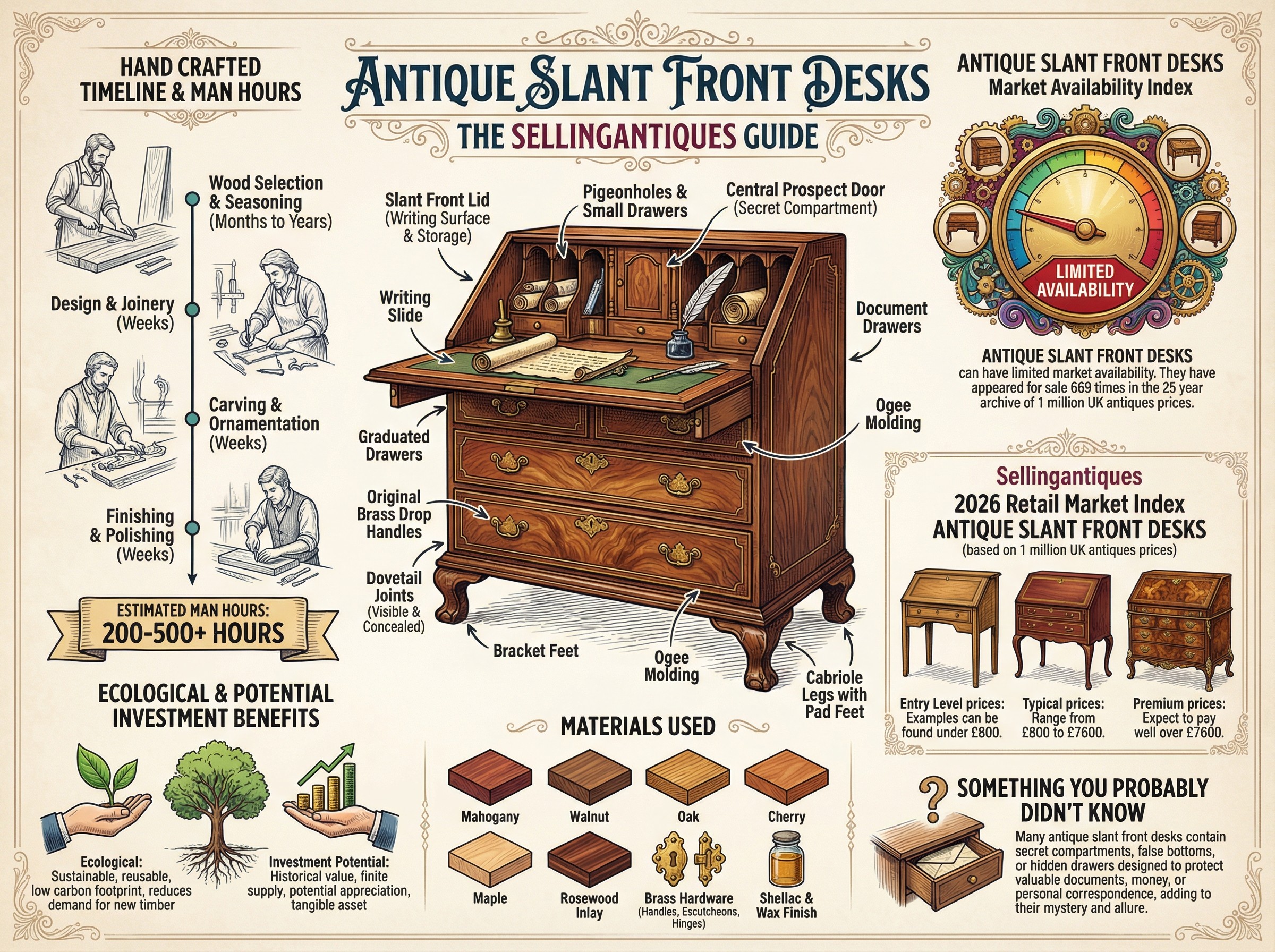 Antique Slant Front Desks Guide Infographic