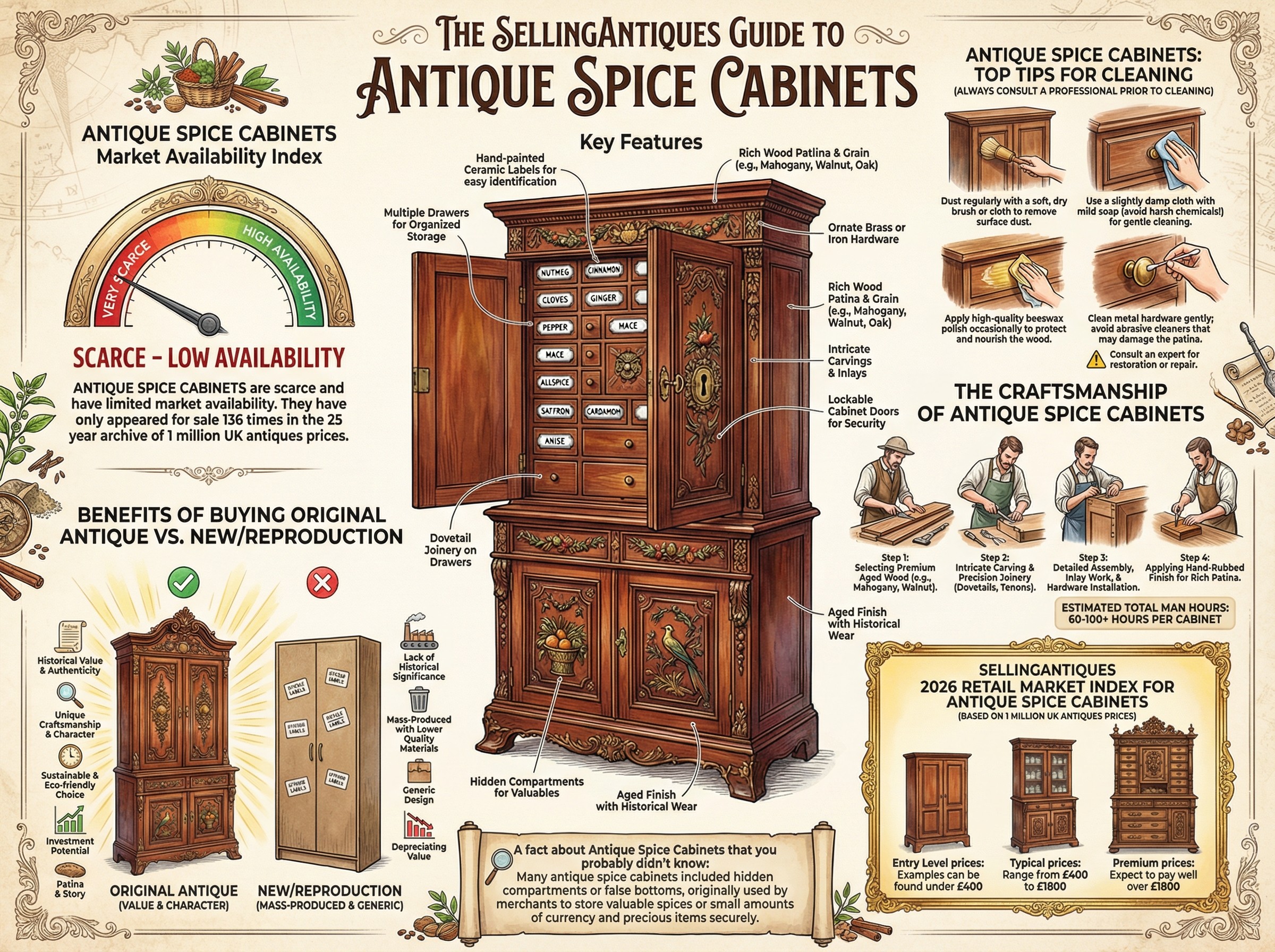 Antique Spice Cabinets Guide Infographic