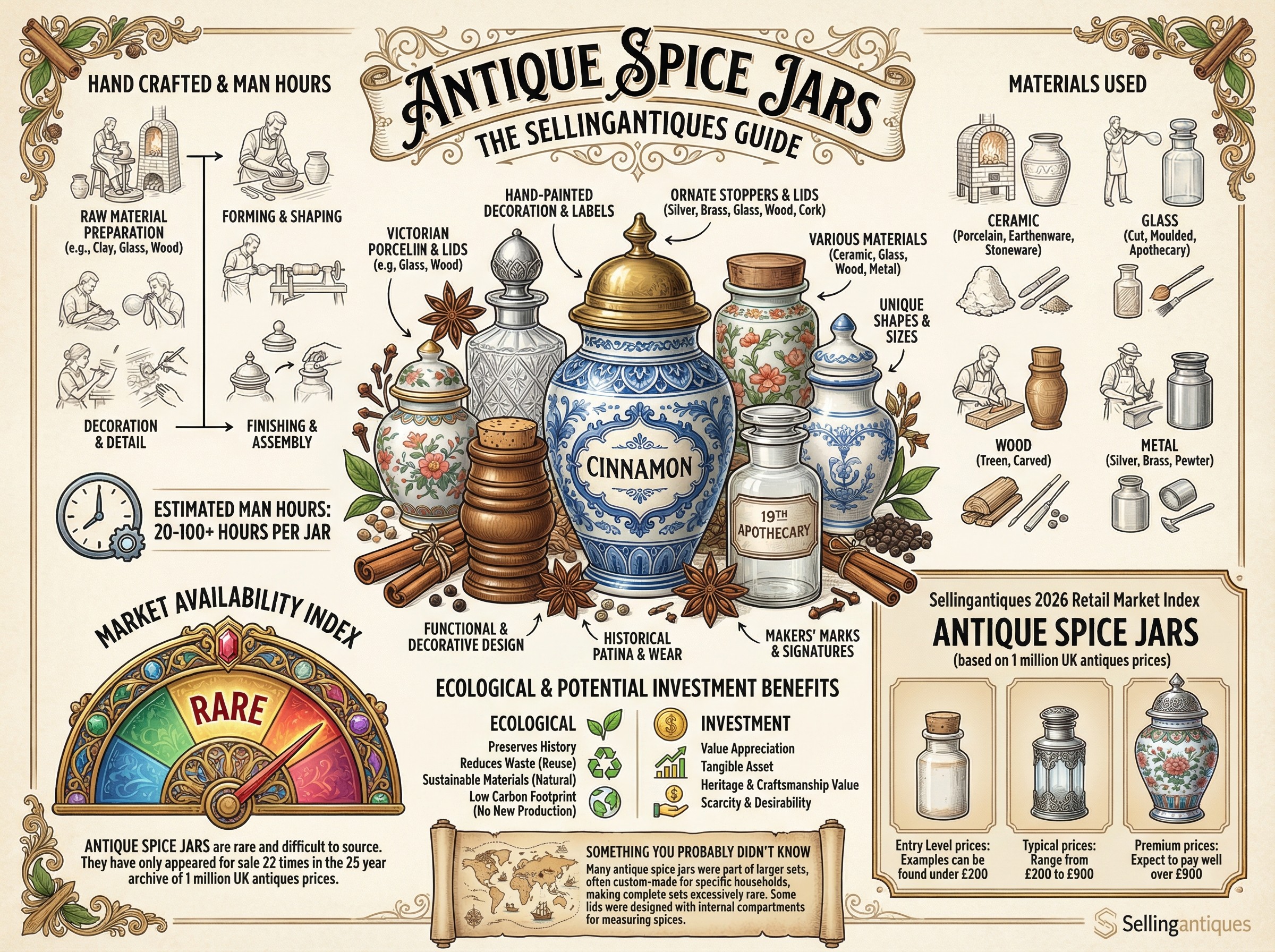 Antique Spice Jars Guide Infographic